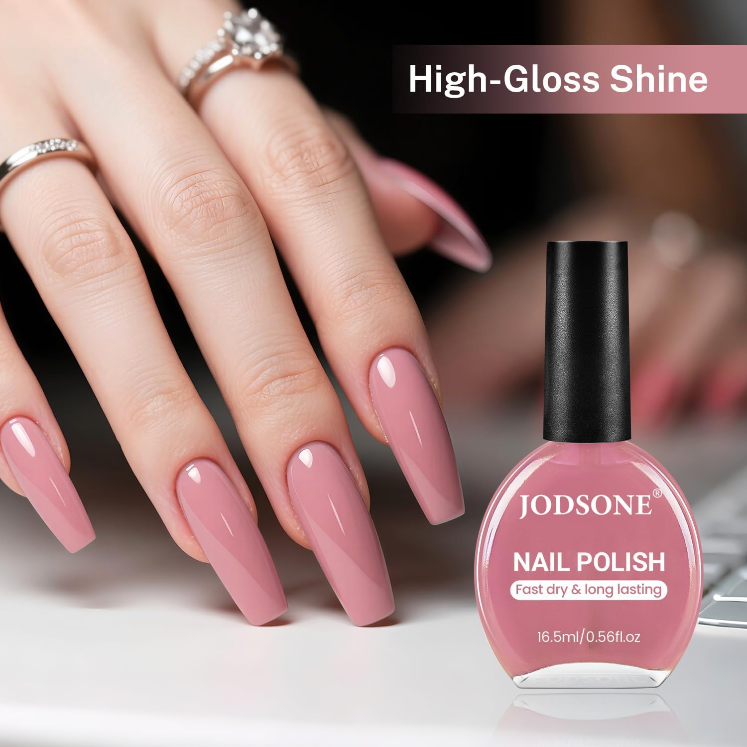 JODSONE Dusty Rose, smalto per unghie da 16,5 ml, grande volume, ad asciugatura rapida, colore rosa chiaro, ad asciugatura rapida e a lunga durata, colore nail art, fai da te, regalo per donne
