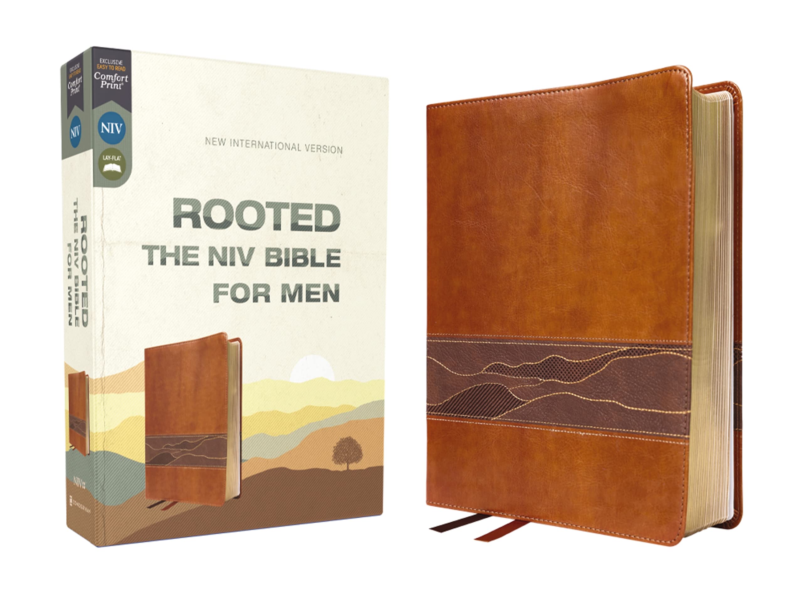 Rooted The NIV Bible For Men Leathersoft Brown Comfort Print rooted-the-niv-bible-for-men-leathersoft-brown-comfort-print