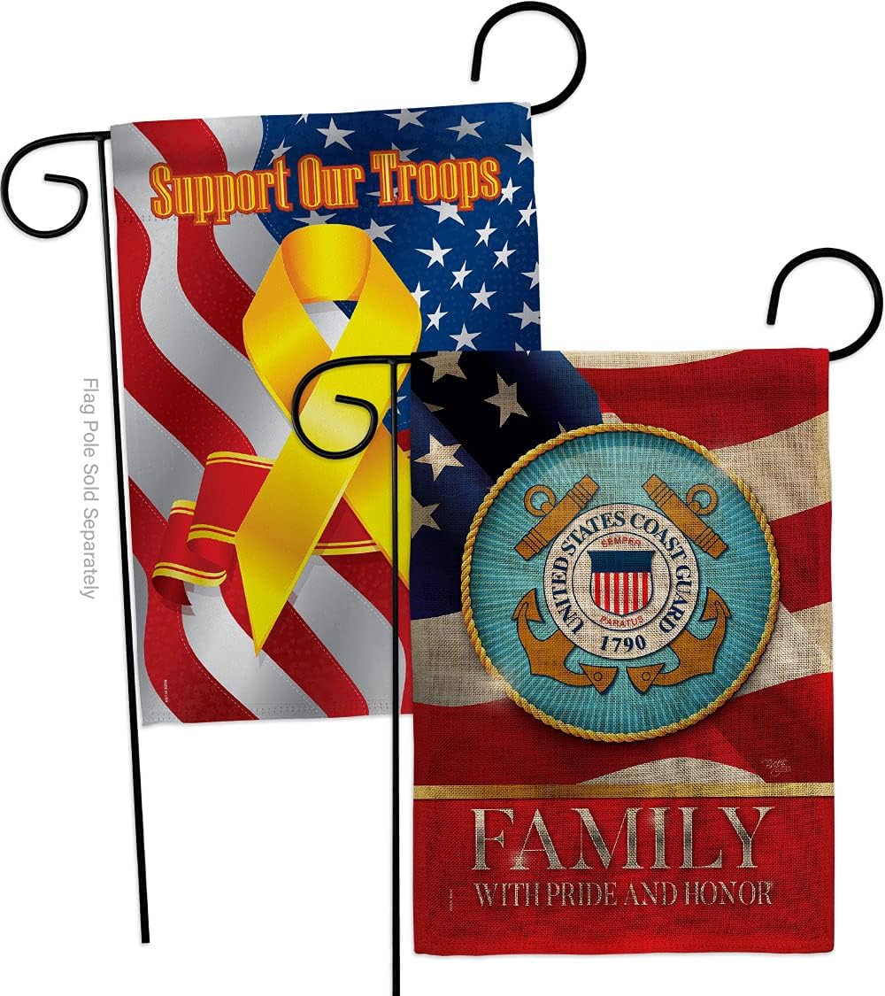 US Coast Guard Family Honor Burlap Burlap Garden Flags Pack Armed Forces USCG Semper Paratus United State American Military Veteran Retire Official Support Our Troops Gift Yard House 13 X 18.5