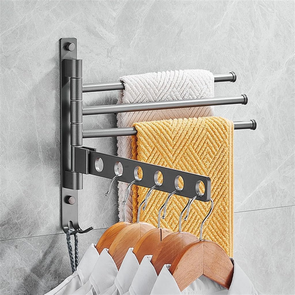 Rotating Drying Rack Bathroom Clothes Drying Balcony Wall Mounted Invisible Drying Rod