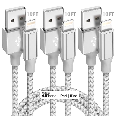 iPhone Charger Apple MFi Certified 3pack 10FT Long Lightning Cable Fast Charging High Speed Data Sync USB Cable
