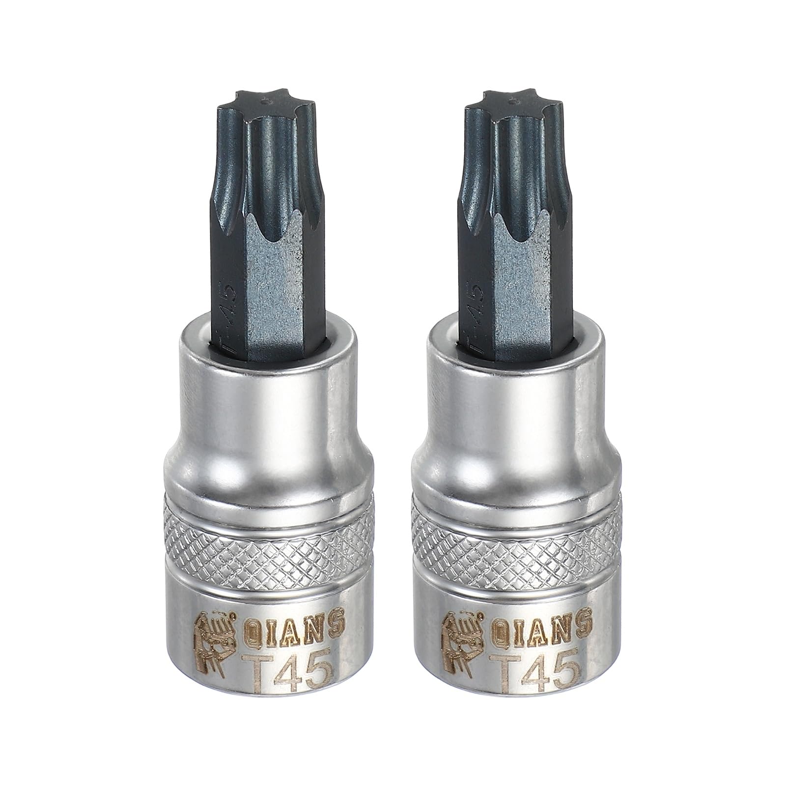 sourcing map 2Pcs Torx Bit Socket 3/8" Drive T45 S2 Steel Star Head Screwdriver Drill Bits CR-V Steel Socket Adapter for Home Auto Axle Hex Nuts Bolts Repair