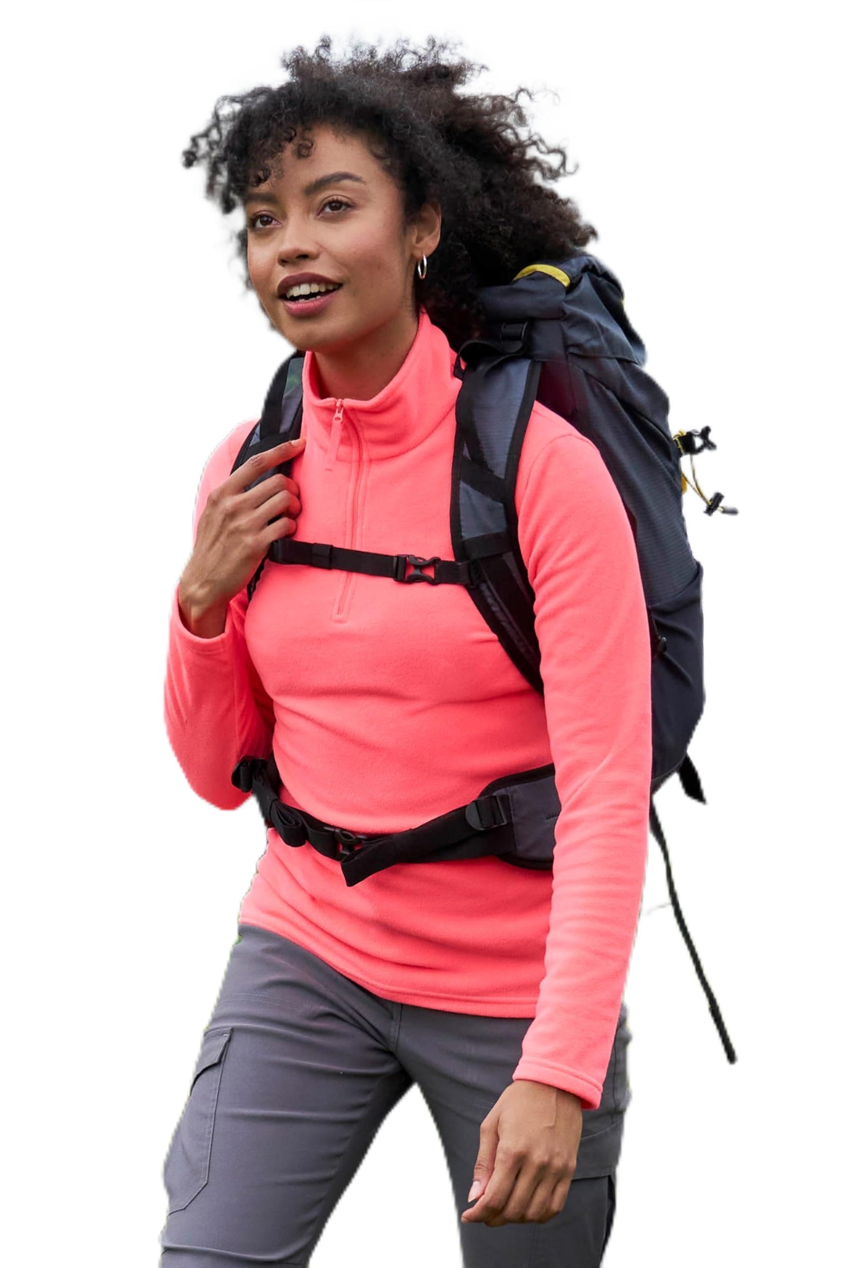 Mountain Warehouse Camber II Womens Fleece - Lightweight Half Zip Sweatshirt - Outdoors, Travel Bright Pink (Plain) XXS