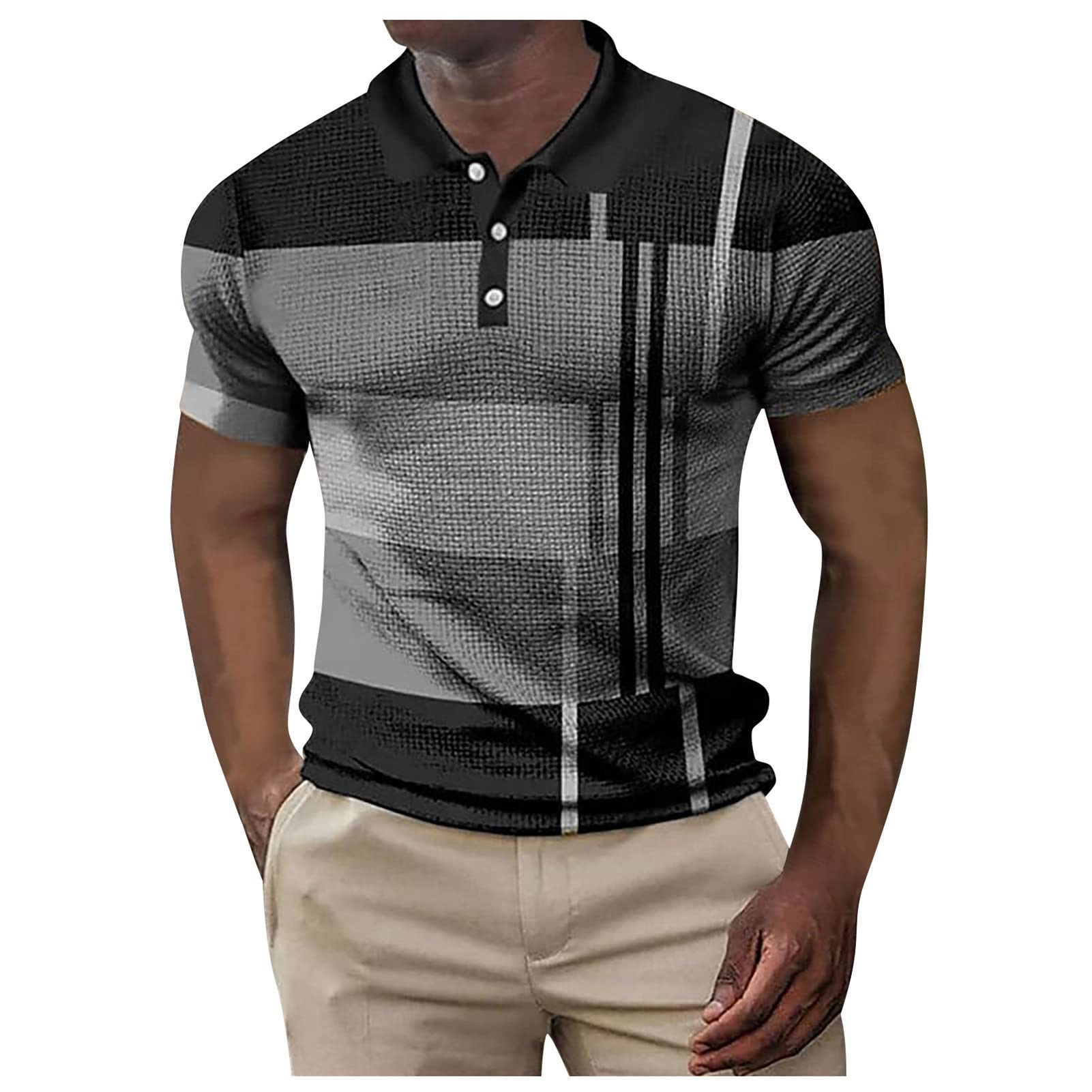 Men's Short Sleeve Polo Shirts Casual Golf Printed T-Shirts Summer Pullover Tennis T-Shirt Tops