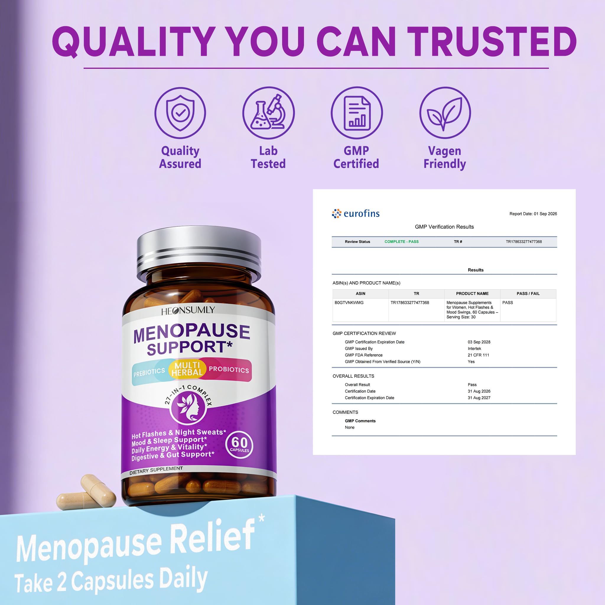 Menopause Supplements for Women Hot Flashes, Mood Swings, 60 Capsules — Amazon image 8