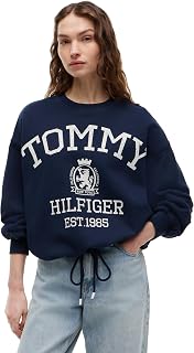 Tommy Hilfiger Medium Weight Crew Neck Sweatshirt Pullover with Adjustable Ties