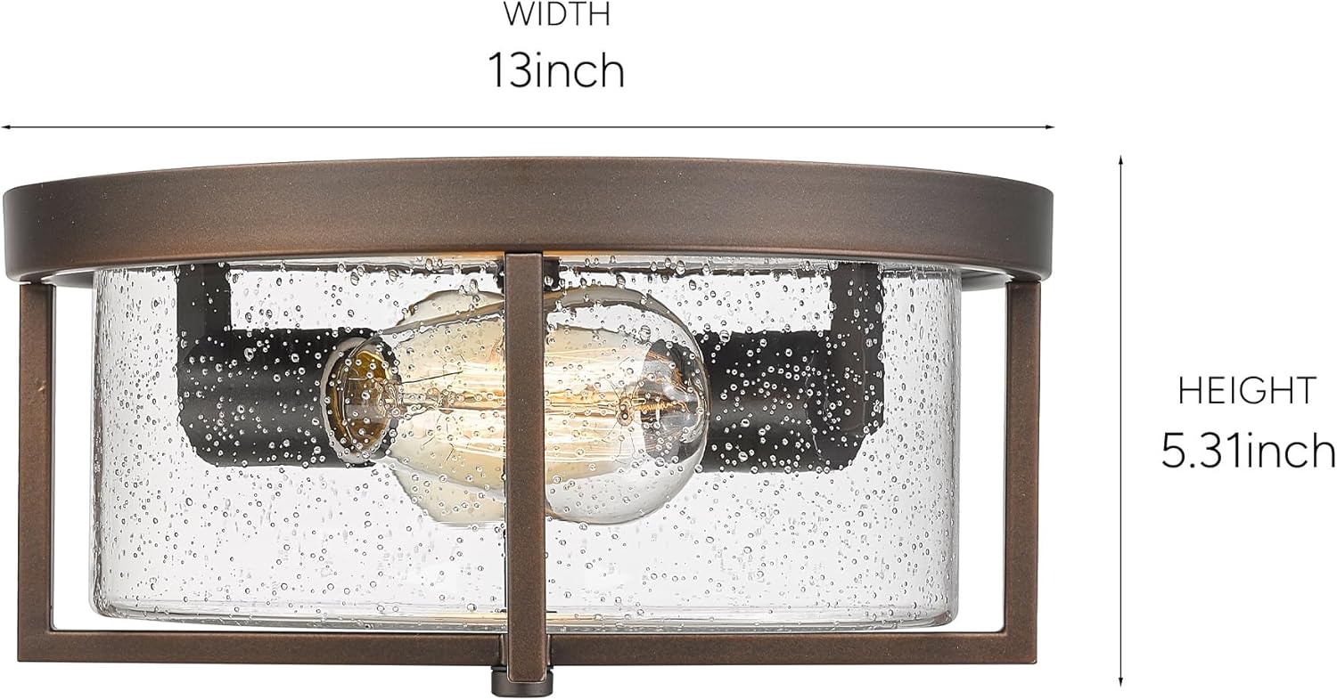 Flush Mount Ceiling Light, Kitchen Island Metal Ceiling Light Fixtures, Farmhouse Close to Ceiling Light, Bedroom Ceiling Lighting Fixture for Hallway, Kitchen, Entryway (Oil Rubbed Bronze, 5.5" H)