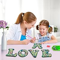 Vista 6 de YOYA Llaveros de pintura de diamantes de doble cara 5D letras 5D Kit de llaveros de pintura de diamantes de taladro completo para bricolaje, letras