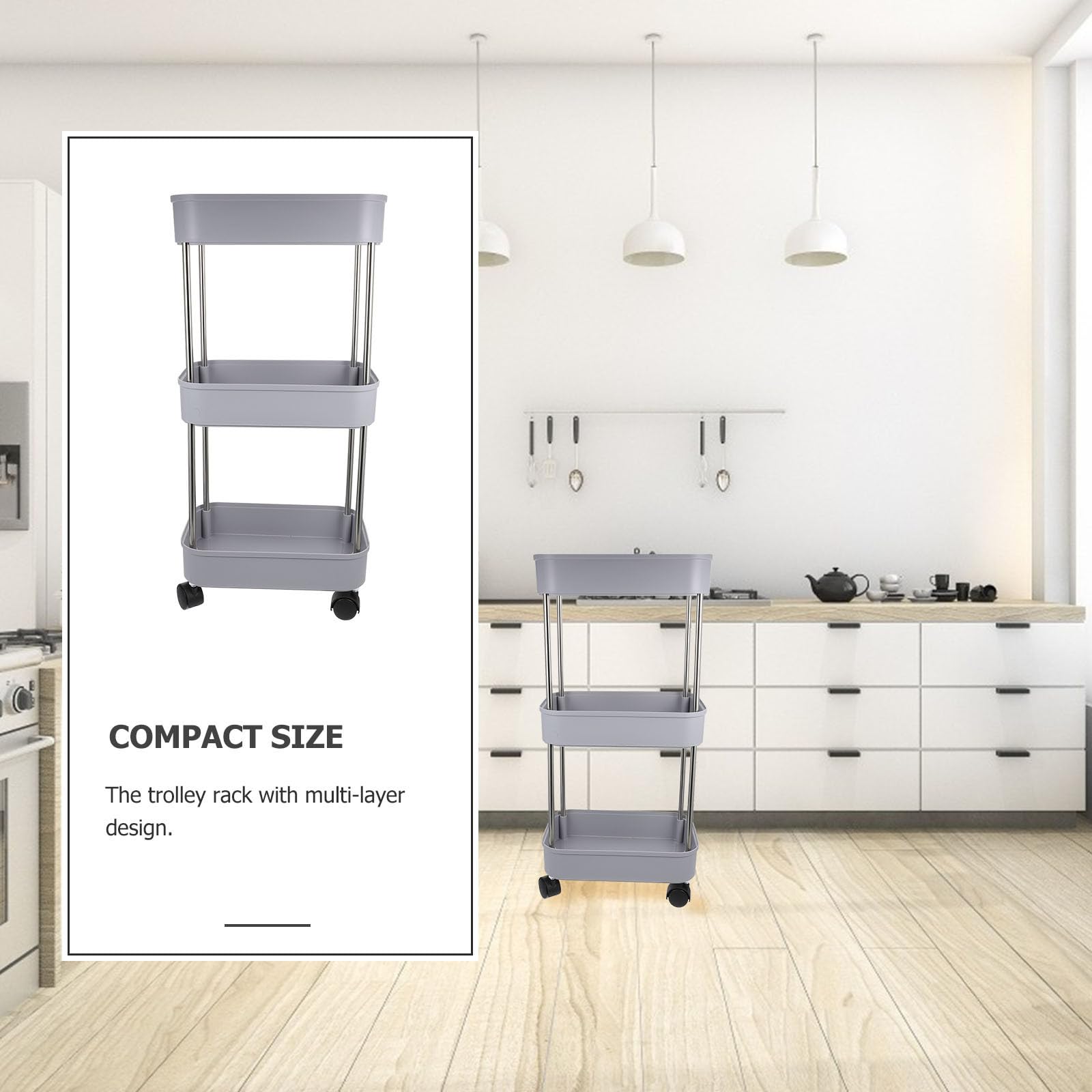Scaffale da Cucina Multifunzione in Plastica Leggero e Stabile Design Multistrato, Carrello Mobile per Organizzare Utensili e Bottiglie in Soggiorno o Camera