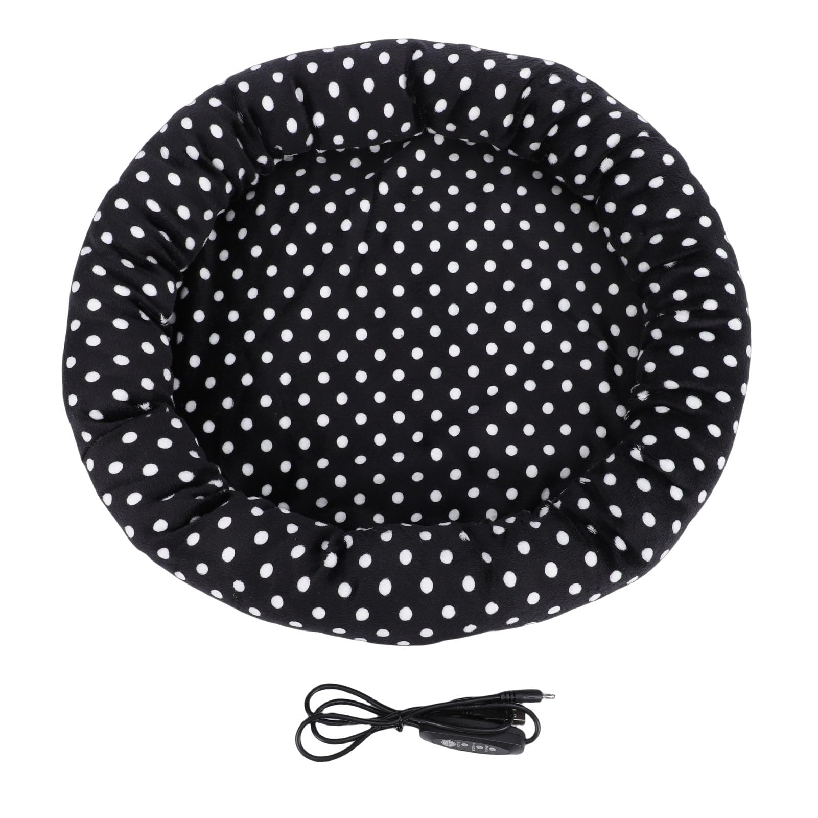 FILFEEL Tappetino Riscaldato USB per Cani e Gatti di Piccola Taglia - Tappetino Riscaldante Elettrico a 3 Temperature con Copertura in Flanella Lavabile Staccabile, Base Antiscivolo, Misura Rotonda