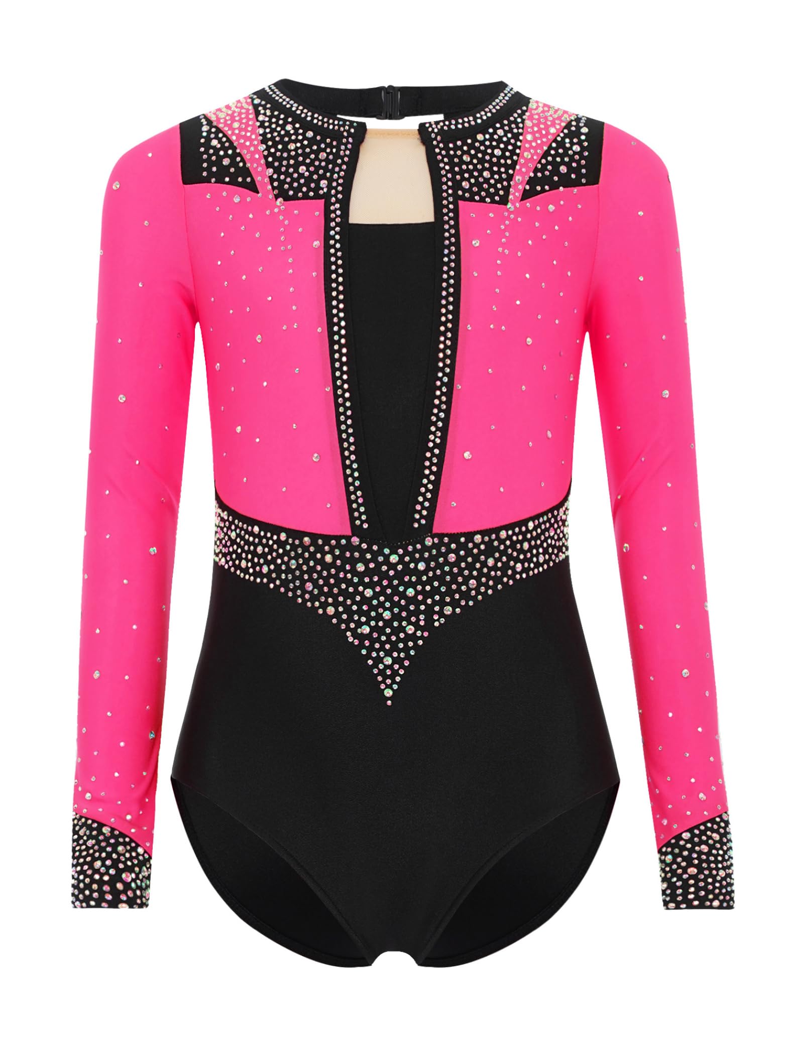 Piezas De Traje De Gimnasia Con Destellos Para Niñas Leotardos De Gimnasia De Manga Larga Tops De Deporte Brasier Y Pantalones Traje De Baile Para Rosa oscuro 15-16 años