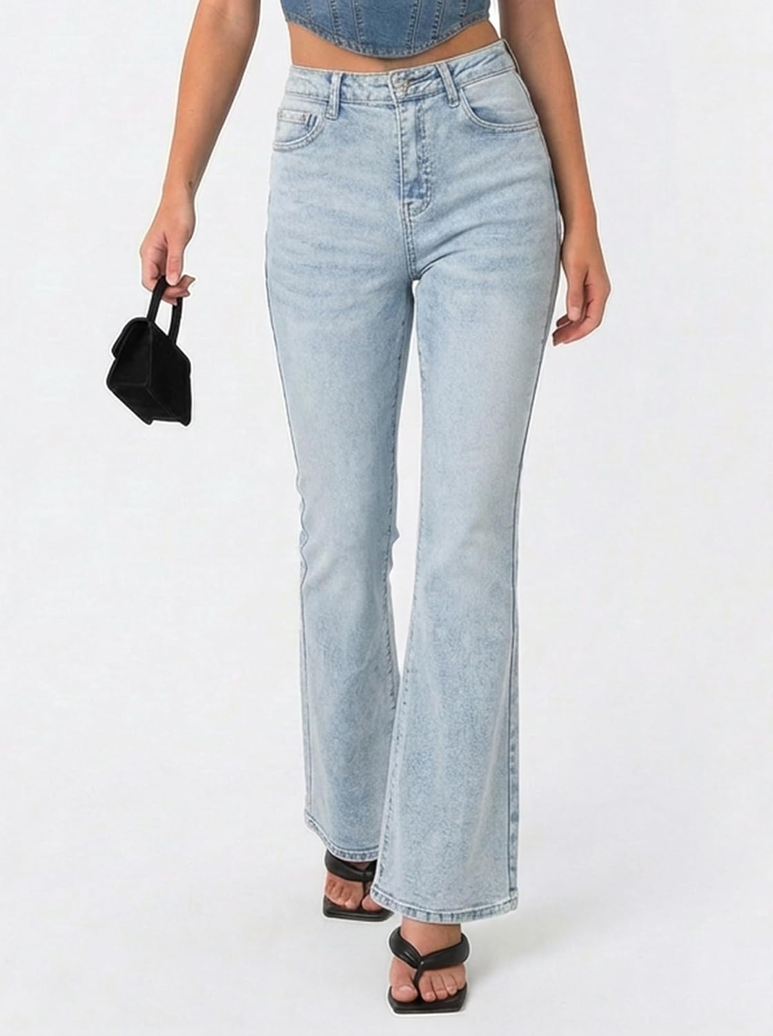 EMMIOL Flare Jeans for Women Trendy, Mid-High Waist Bootcut Bell Bottom Jeans, Stretchy Denim Y2K Pants with Pockets - Image 4