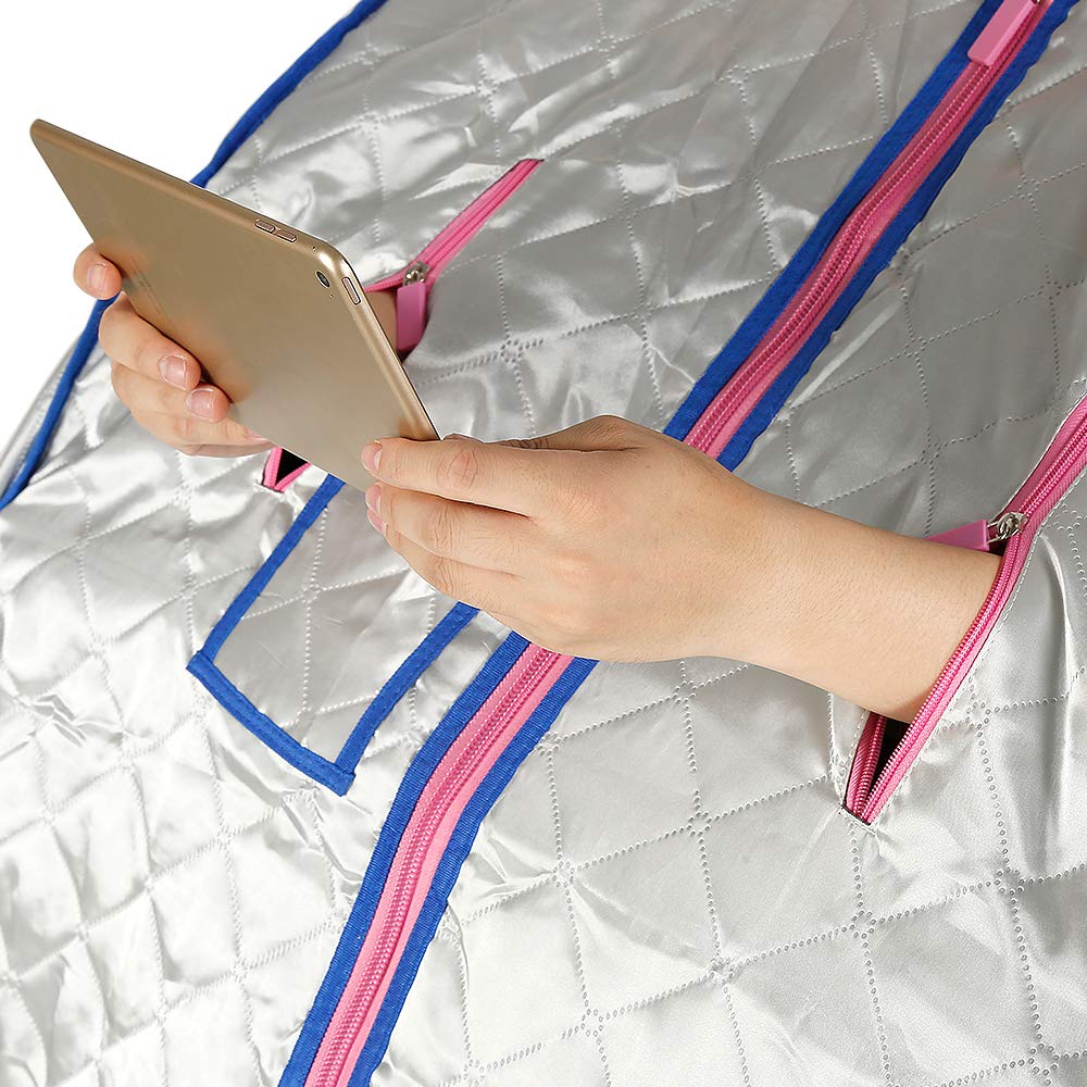 Sauna Infrarouge et Portable | Spa à Domicile pour une Personne | Idéal pour la Désintoxication et la Perte de Poids 70 cm x 80 cm x 98cm (argent)