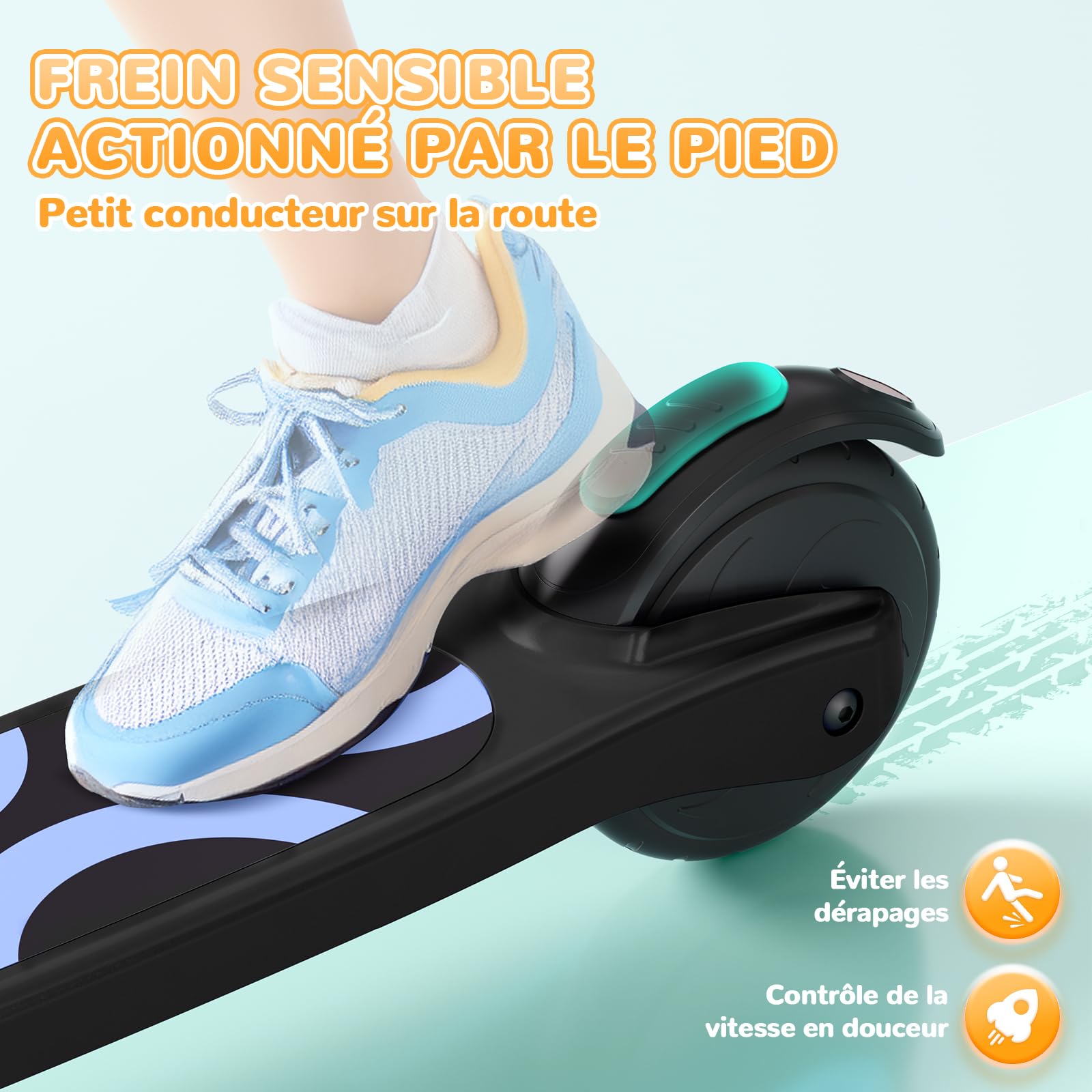 SISIGAD Trottinette Electrique Enfant 6-8-10 Ans Electric Scooter Kids 5.3 Pouces avec Lumière LED Colorée & 3 Hauteurs Ajustables, Scooter Électrique Enfant Charge Max 70 Kg, Vitesse Max 10 Km/h