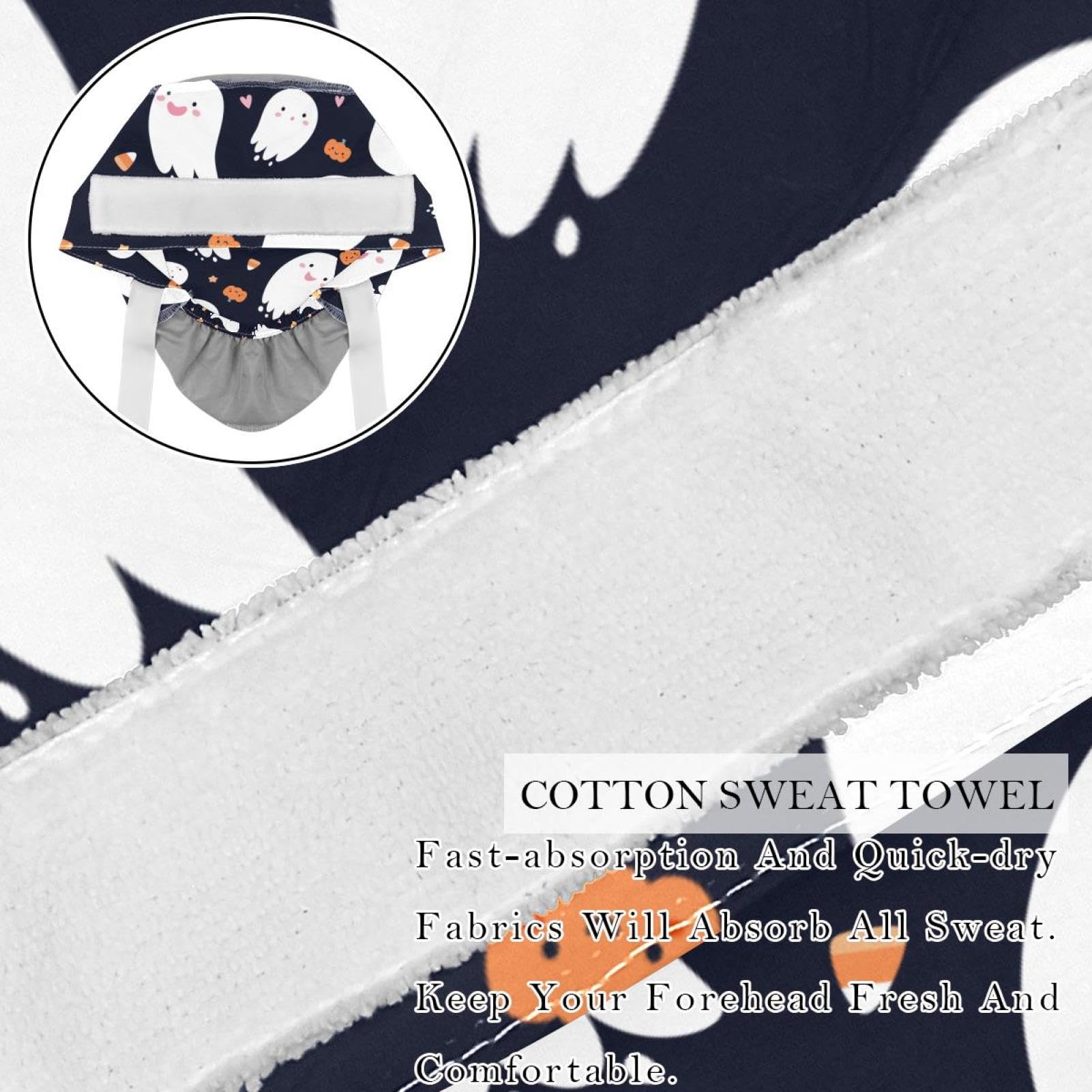 IROLSKDNFH 2 Pcs Women’s Working Caps with Button Cute Halloween Ghost Long Hair Cover Ribbon Lace-Up Hat