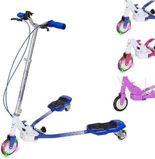 Evo Junior V-Flex Tri Scooter Light Up Wheels For Kids, Foldable, Adjustable Height Handles, Wiggle Scooter for Kids, Kids Aged 6+