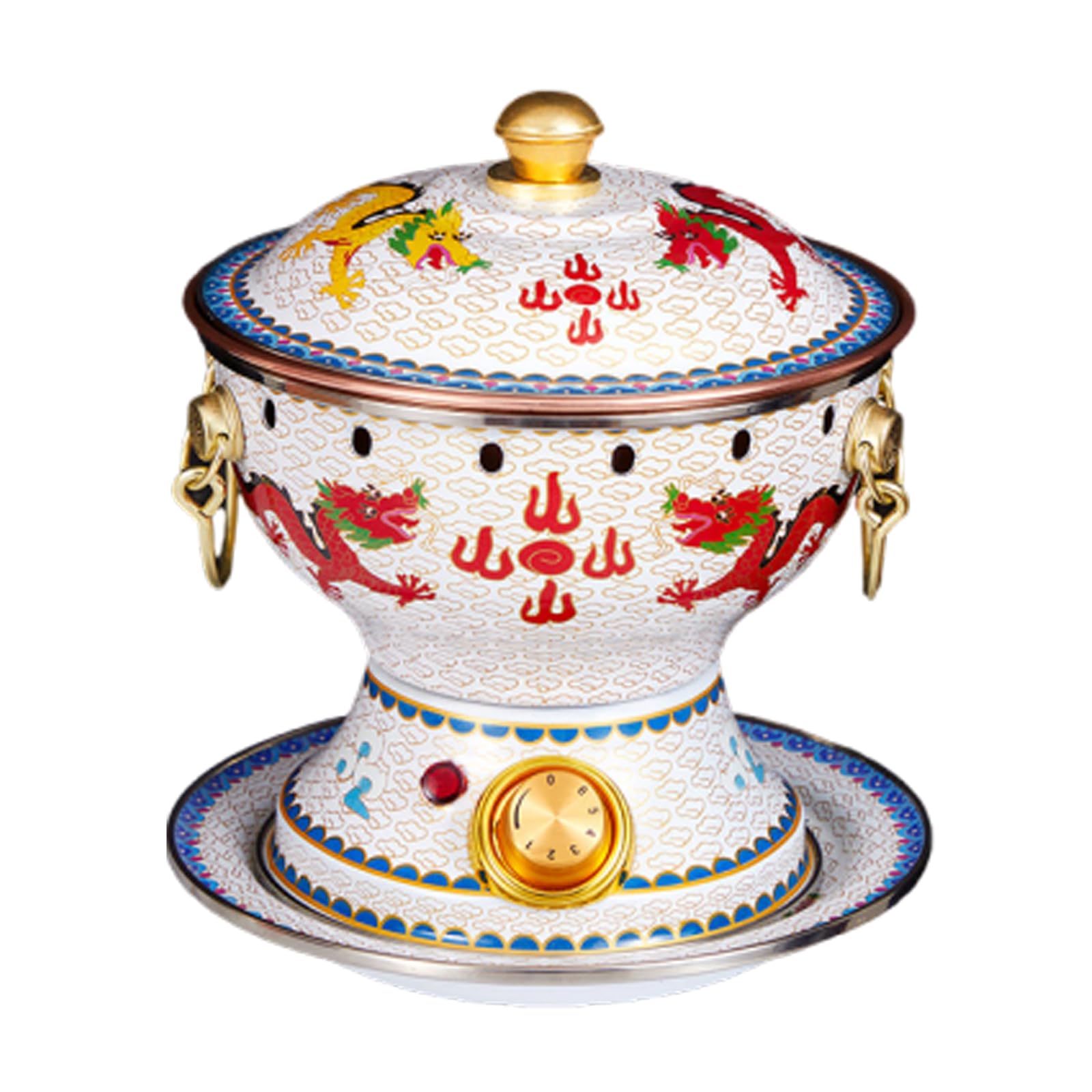asdchZen Enamel Pot Cloisonne Hot Pot Buffet Hot Soup Pot Copper Single Person Hotpot Sturdy Home Use Shabu Pot Old Beijing Hot Pot,U,U