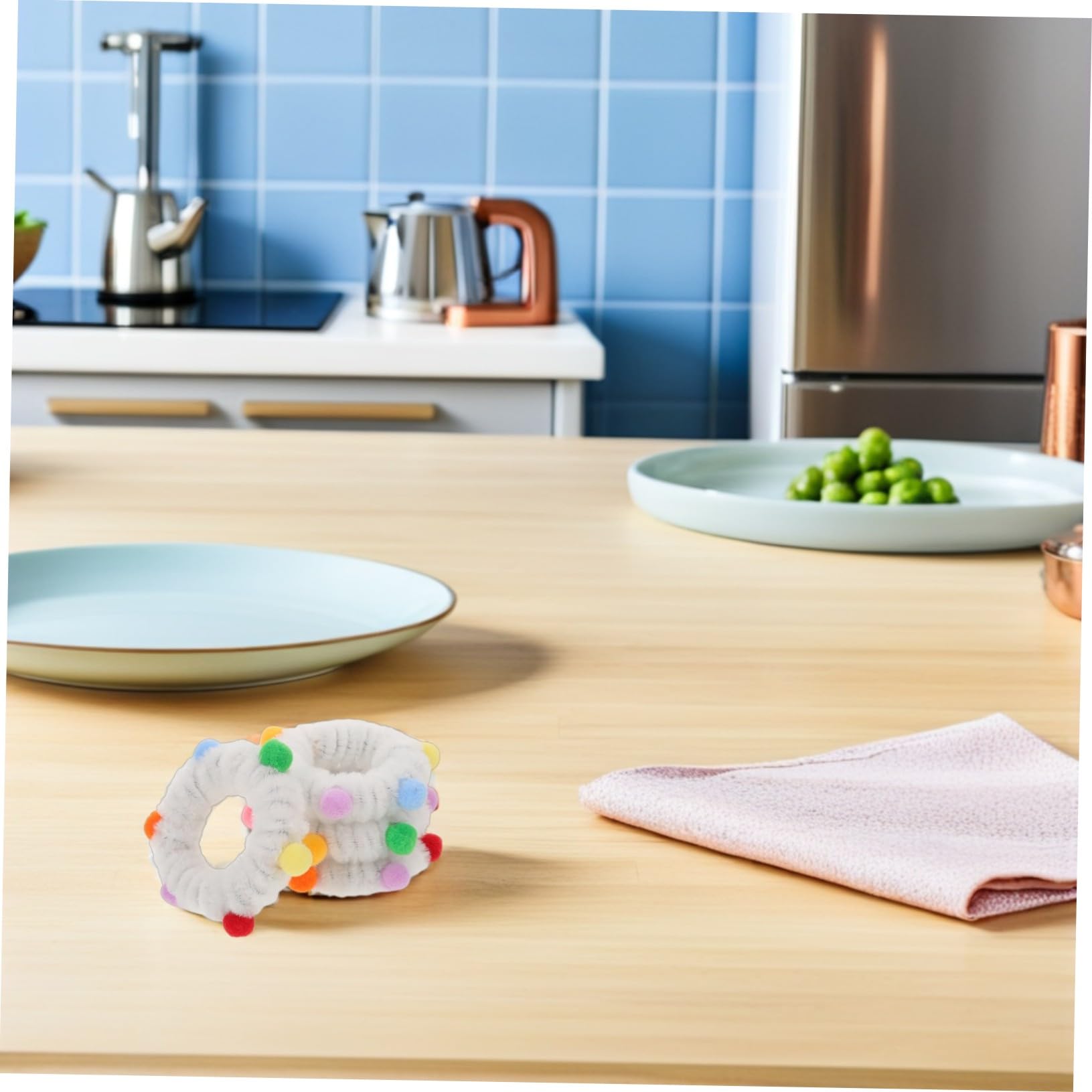 Serviettenschnallen 12 Stück, Weiß, für Babyparty Tischdeko | Polyester und Eisen, Schnelle Montage mit Sicherem Halt, für Tischdeko im Bauernhaus Stil