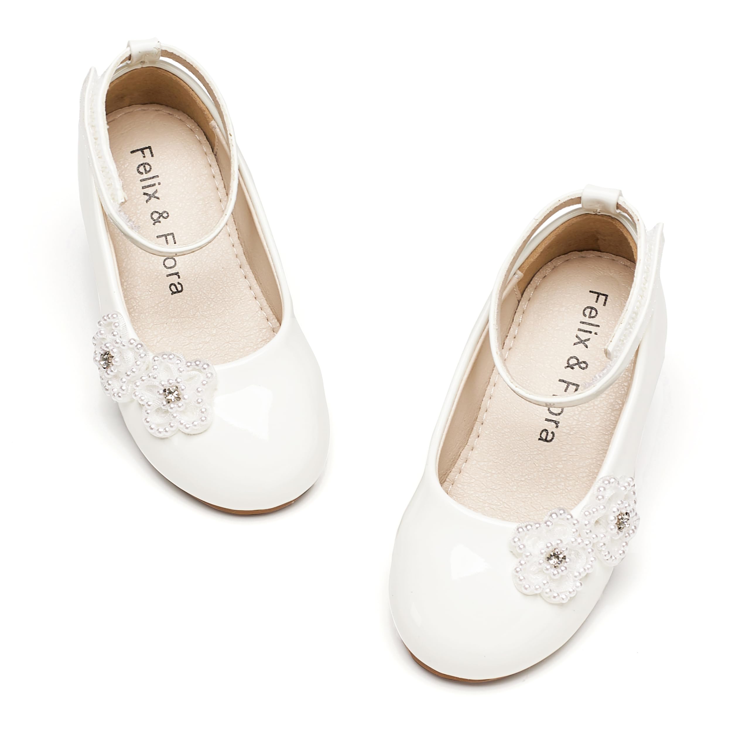 Felix & Flora Girls Toddler Little Ballet Shoes - Flower Girls Mary Jane Flats Dress Shoes Party Wedding