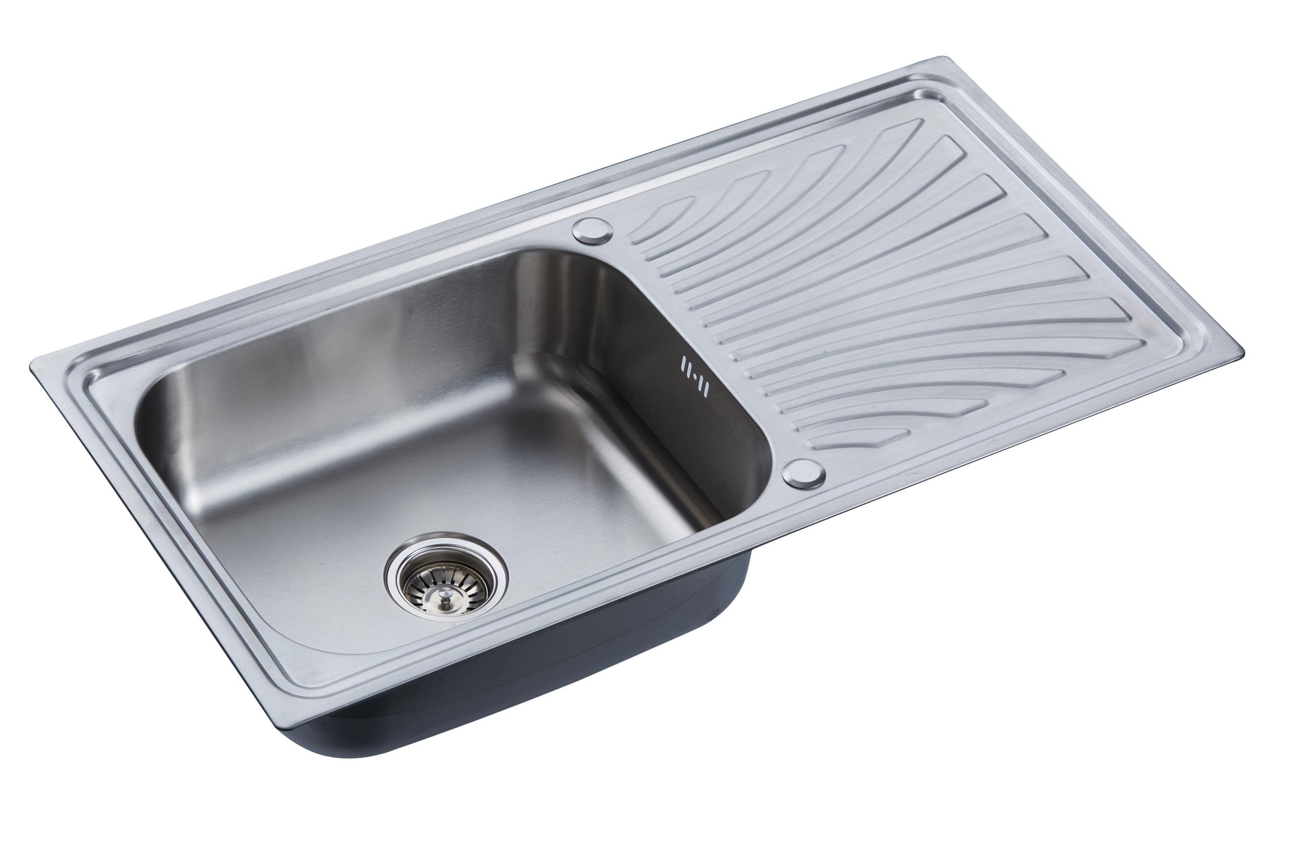 Rumo Reliable & Modern Stainless Steel/ Silver Rumo Echo Premium Kitchen Sink 1.0 One Single Large Deep Bowl Reversible Sinks With Drainer 1000 X 500Mm Inset Life Time Warranty Includes Wastes & Plumbing Kit