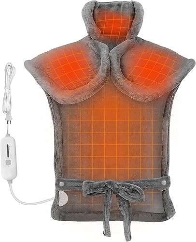 Comfier Almohadilla térmica grande para aliviar el dolor de espalda, almohadillas de franela suave de calentamiento rápido para cuello y hombros,