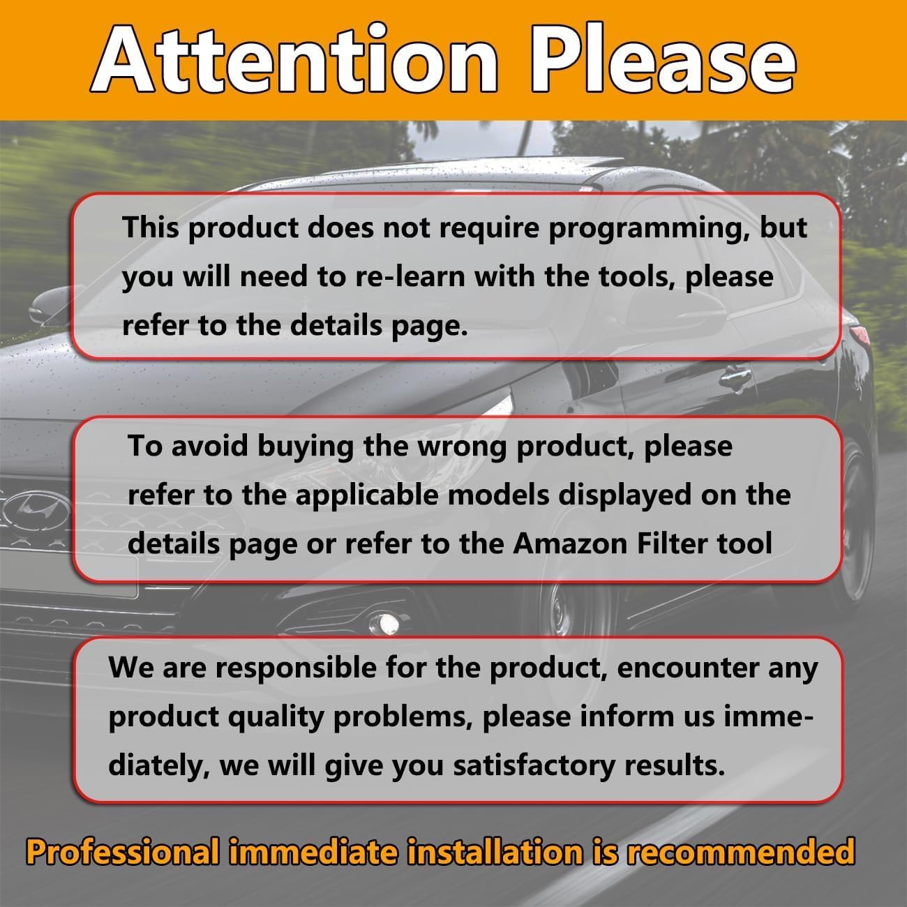 Pre-Programmed Tire Pressure Monitoring Sensor Compatible with 2014-2018 Forte, 2014-2016 Elantra, 2014-2015 Tucson, 2014-2016 Sportage 315MHz TPMS Seneor Replace# 52933-3X205 (4 PCS)
