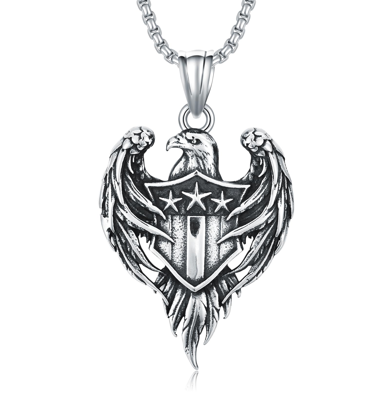 SILBAZVintage Necklace for Men 316L Stainless Steel Vintage Pendant Jewelry Christmas Birthday Gifts for Father Brother Boyfriend Son