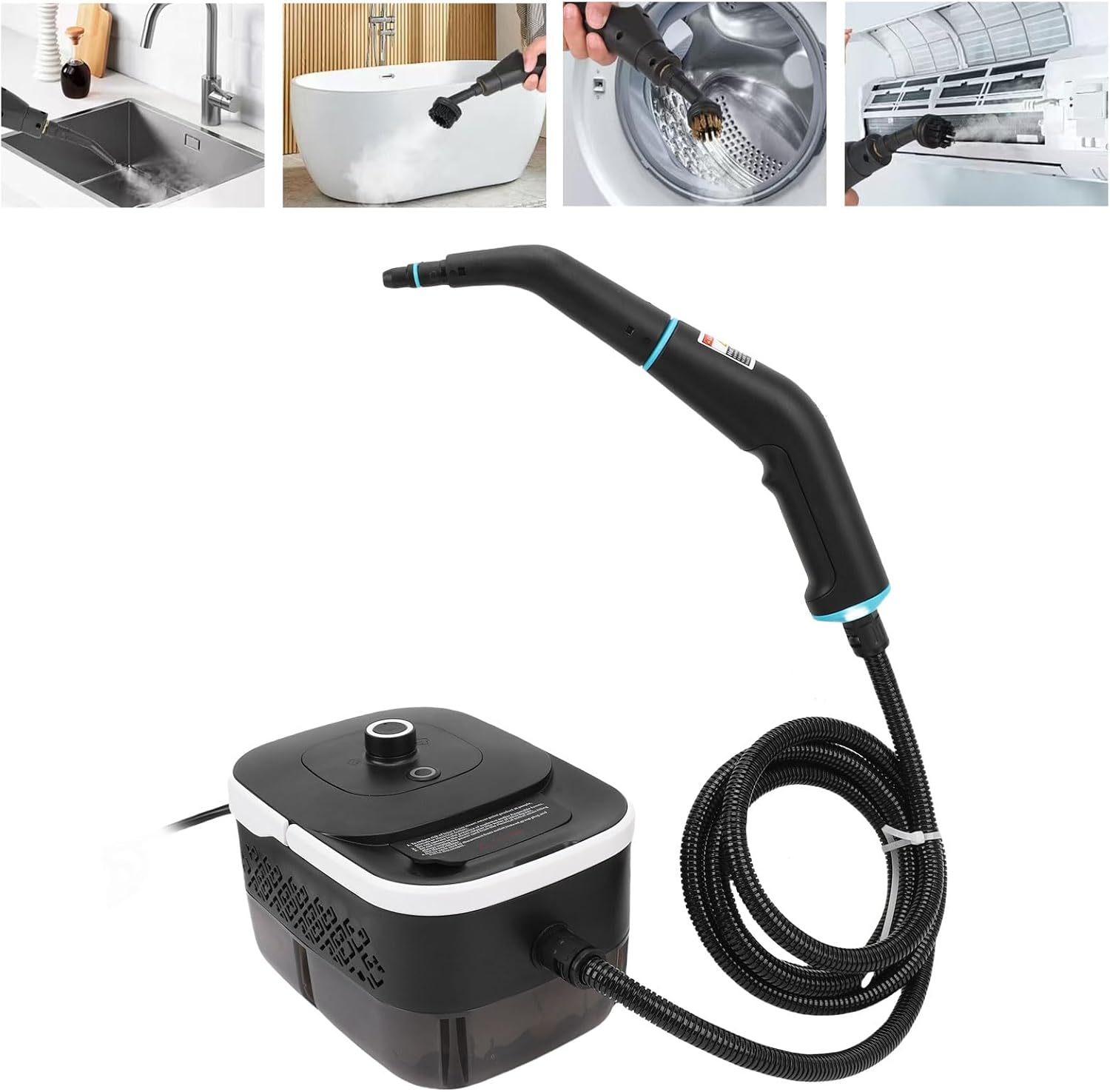 Luqeeg 1250ML Pressurized Steam Cleaner, 6 Level Adjustment 4Bar Handheld Steaming Cleaner High Pressure Steam Machine with 6.56ft Hose for Kitchen Floor Home Car (US Plug 110V)