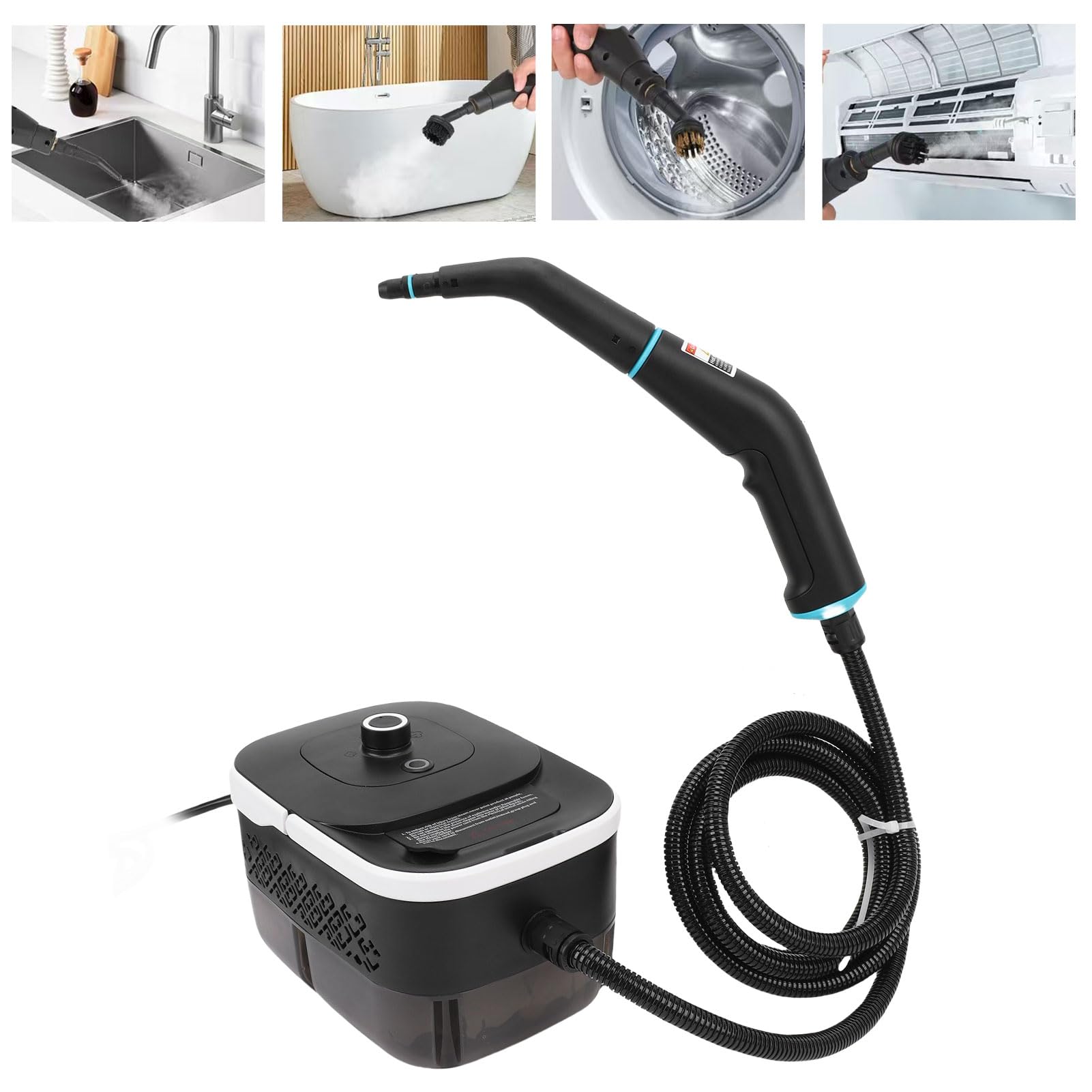 Hztyyier Limpiador a Vapor Portátil de Alta Temperatura, Limpiador a Vapor a Presión Portátil con Ajustes Ajustables, Potencia de 4 Bares para Uso Doméstico y de Cocina (Enchufe Europeo 220V)