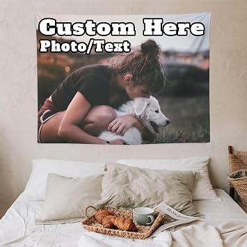 Customize Tapestry 2024 Wall Decor Tapestry Custom Birthday Backdrop With Image Make Your Own Tapestry For Boyfriend Girlfriend 60 * 90inch Vertical