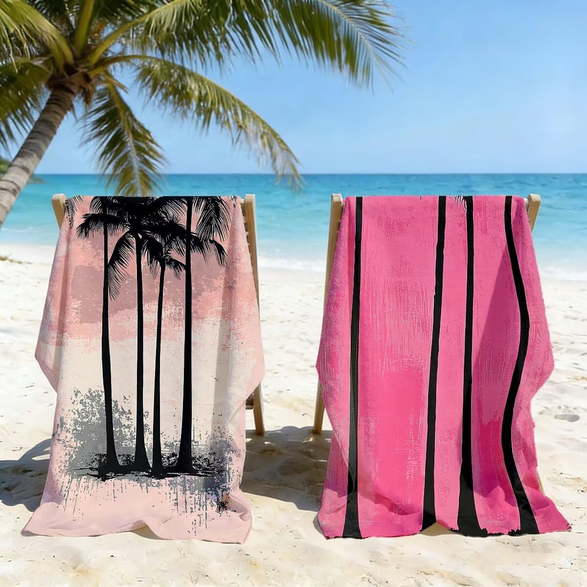 Ręcznik plażowy XXL, 90 x 180 cm, zestaw 2 szt., ręcznik plażowy z mikrofibry, różowy, szybkoschnący, do sauny, fitness, bez piasku, ręcznik plażowy, do sauny, duży ręcznik kąpielowy, prezent dla