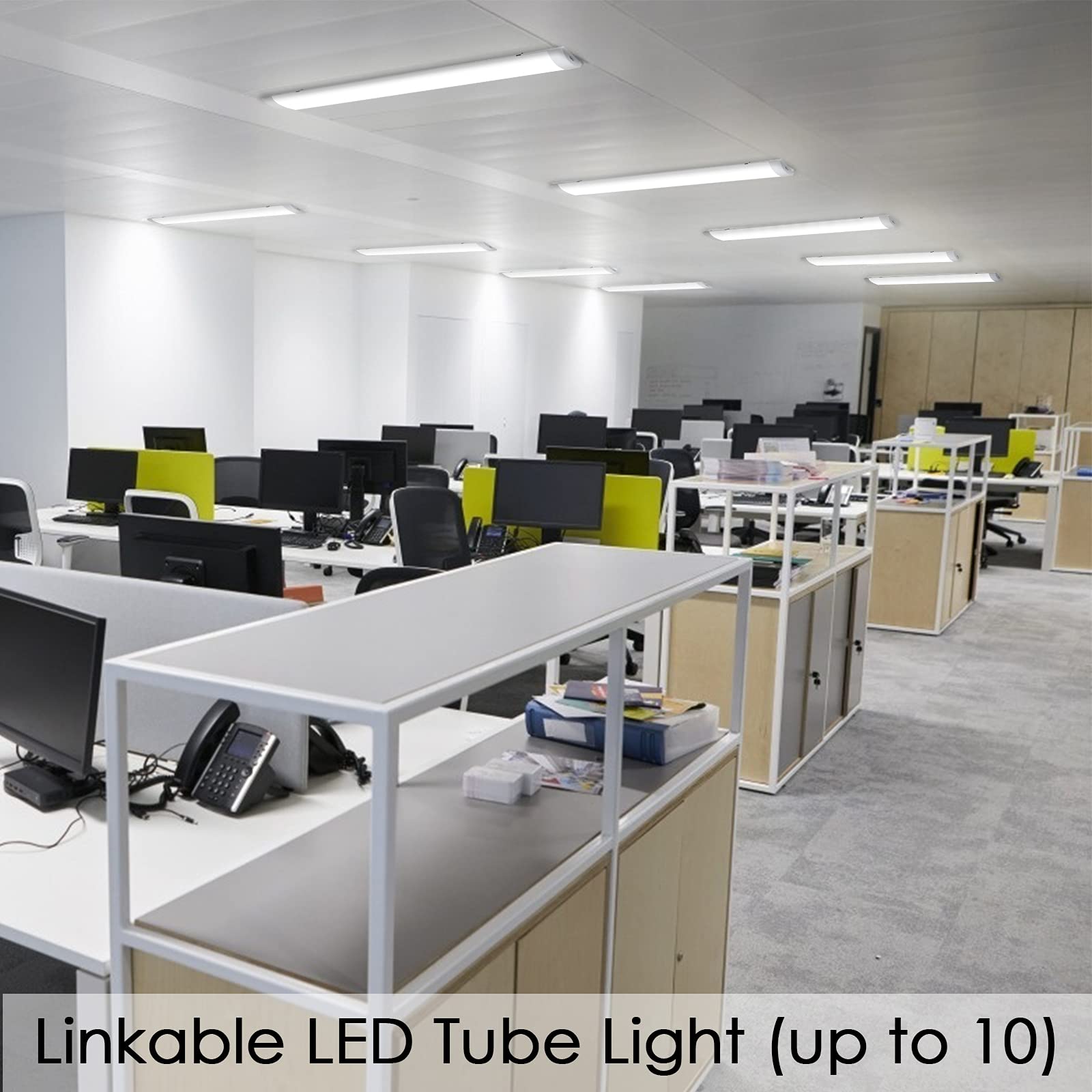 Sonnewelt Neon Led 120cm Reglette LED 36W IP65 Imperméable à l'Eau Blanc 4000K Lampe d'Humidité Neutre Garage Plafonnier