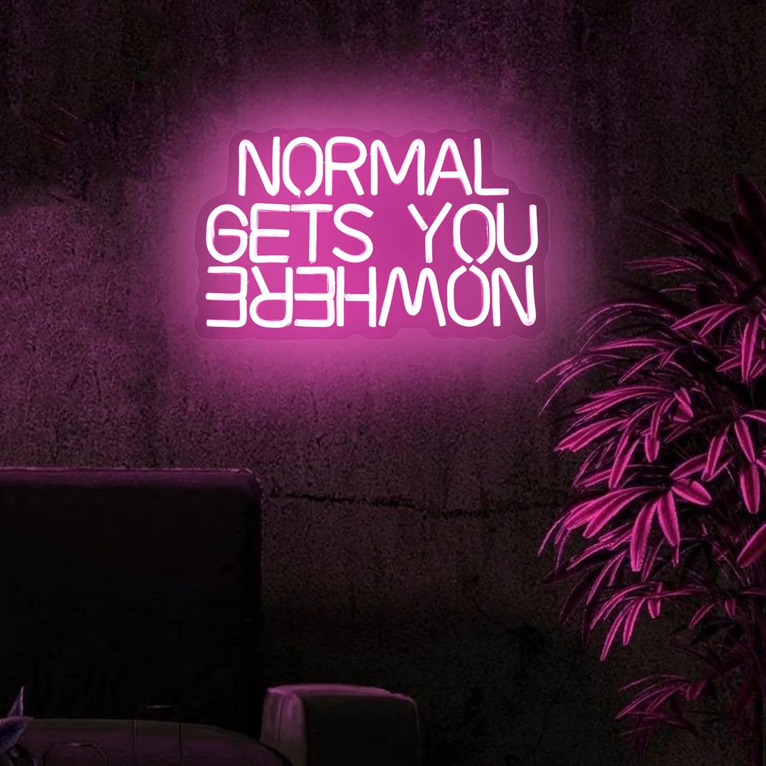 Normal Gets You Nowhere Neon Sign For Wall Decor Room Led Lights, Pink Decor Neon Signs Aesthetic Operated Light For Door Decorations, Girls Bedroom Accessories Neon Sign