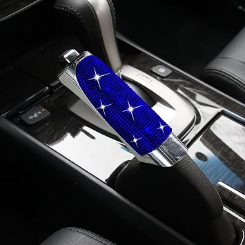 Car Handbrake Covers Torcarvh Crystal Diamond Handbrake Decorative Cover Anti Scratch Auto Gear Shift Collars Self Adhesive Handbrakes Protective Accessories Blue