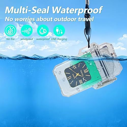 Miniatura 3 de YOZWOO Encendedor eléctrico con reloj, encendedor recargable por USB para campamento, encendedor impermeable de doble arco sin llama para vela,