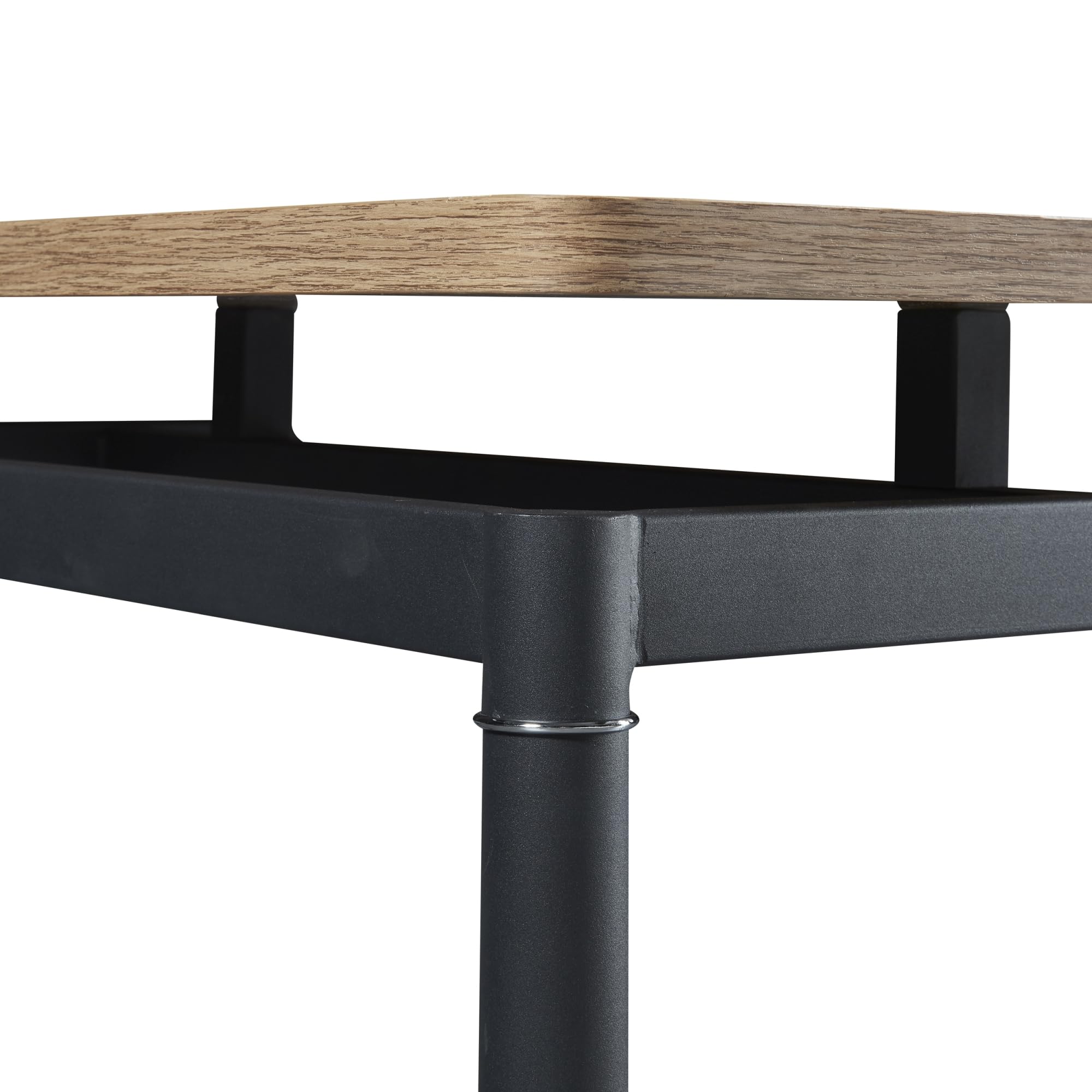 [en.casa] Tavolo Moderno da Sala Pranzo con Piano Rettangolare in MDF Effetto Rovere 140 x 80 cm Gambe in Acciaio Nero Postazione di Lavoro Studio