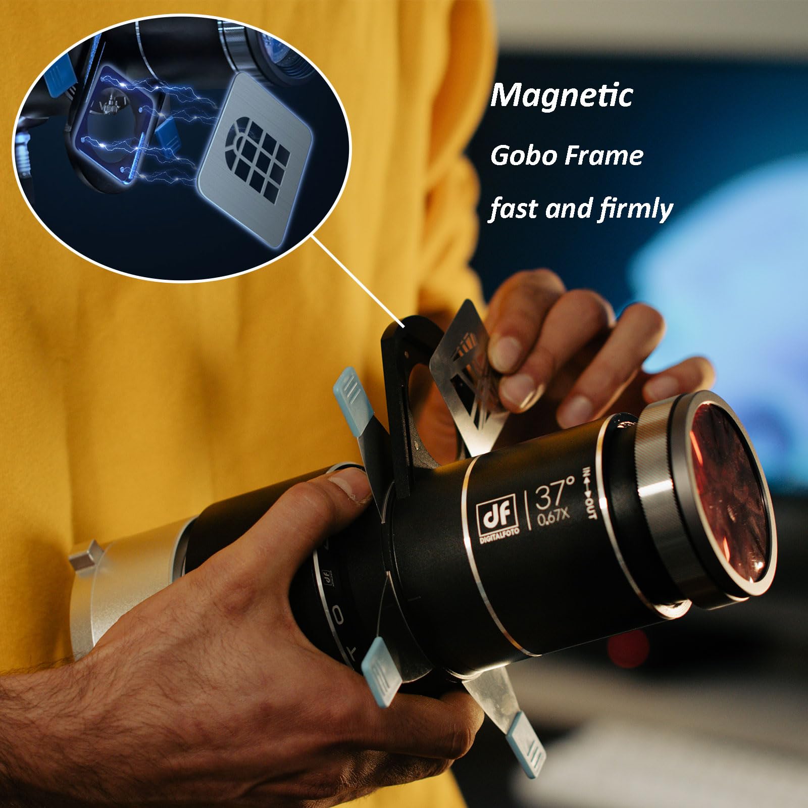 DF DIGITALFOTO Proiettore ottico Snoot Bowens Mount Gobo, con 39 Gobos, attacco di proiezione per faretto fotografico, compatibile con Aputure Amaran 100X/D 200D/X, Godox SL60, Nanlite FS150B
