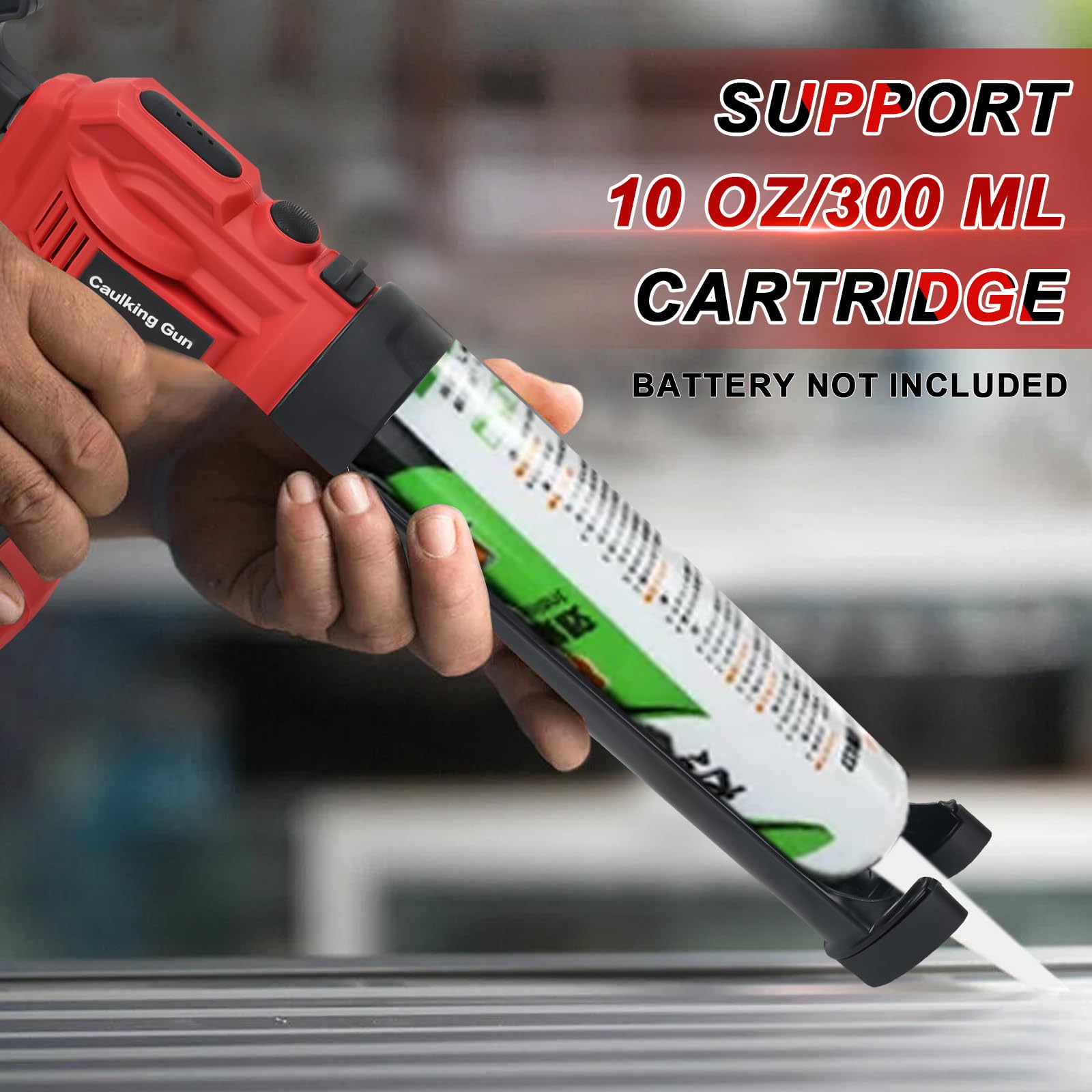 Pressa per cartucce a batteria, compatibile con batteria Makita da 18 V, pistola elettrica con 4 velocità e luce LED, 10 oz/300 ml, pistola in silicone per sigillatura, spatole (senza batteria)