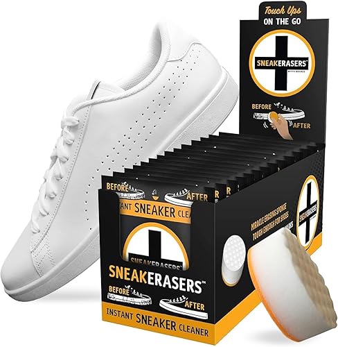 SneakERASERS - Limpiador instantáneo de suelas y tenis, esponja prémium prehumedecida de doble cara para limpiar y blanquear suelas de zapatos,