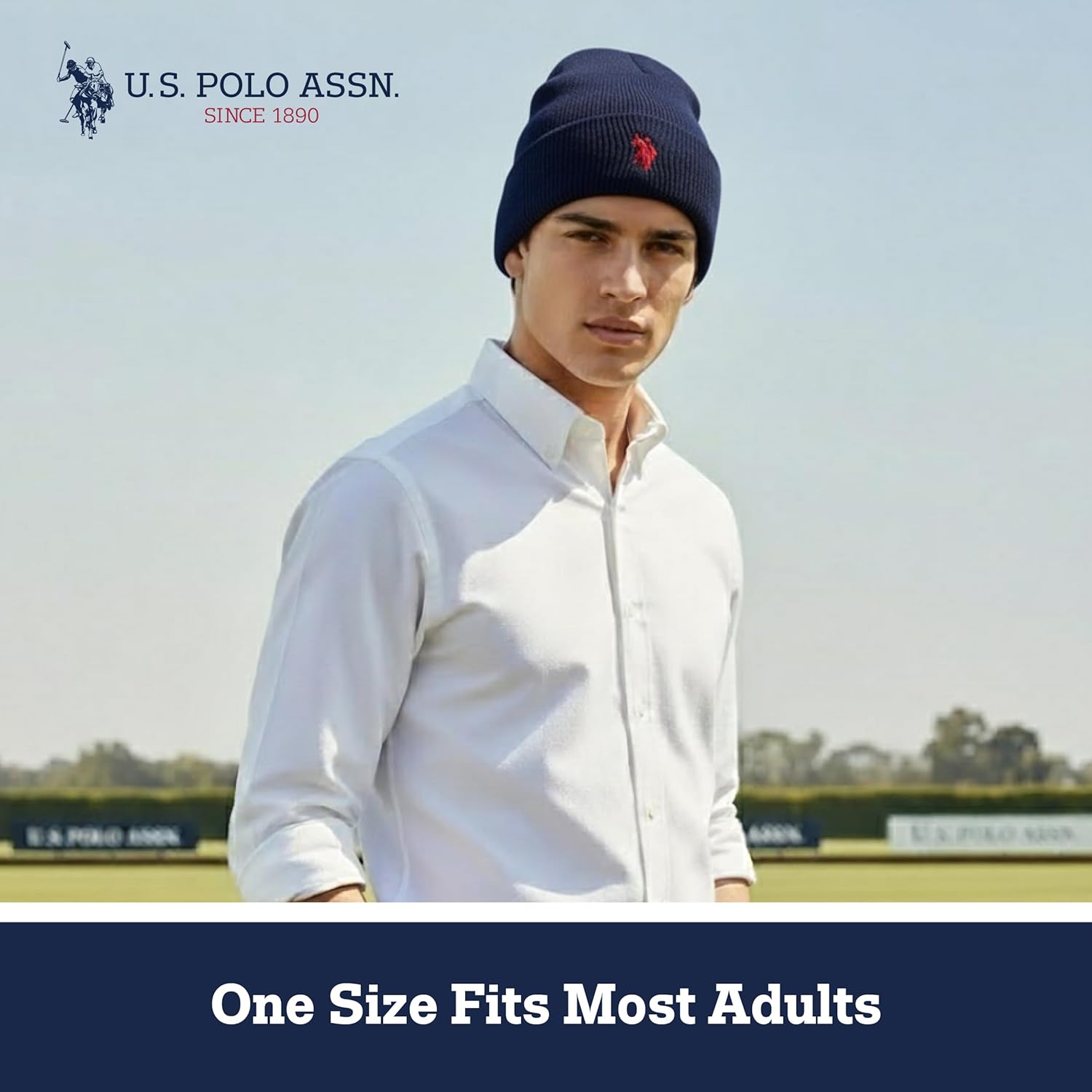 U.S. Polo Assn. Knit Beanie Hat, Warm Winter Cap with Sherpa Lining for Men and Women