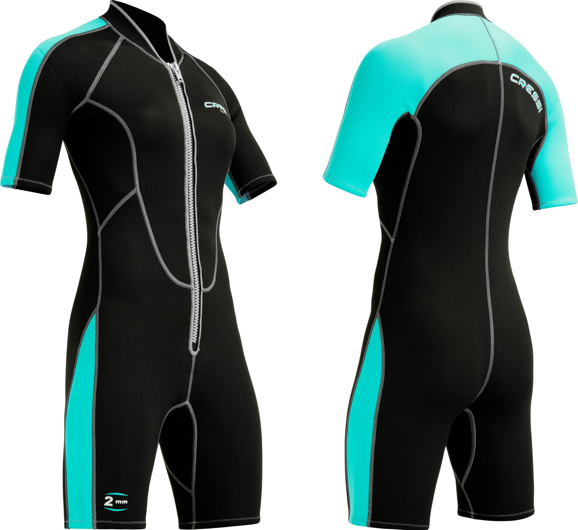 Women's Full Front Zip Wetsuit for Swimming, Snorkeling, Scuba Diving - Thermal 2 mm Neoprene - Lido: Designed in Italy