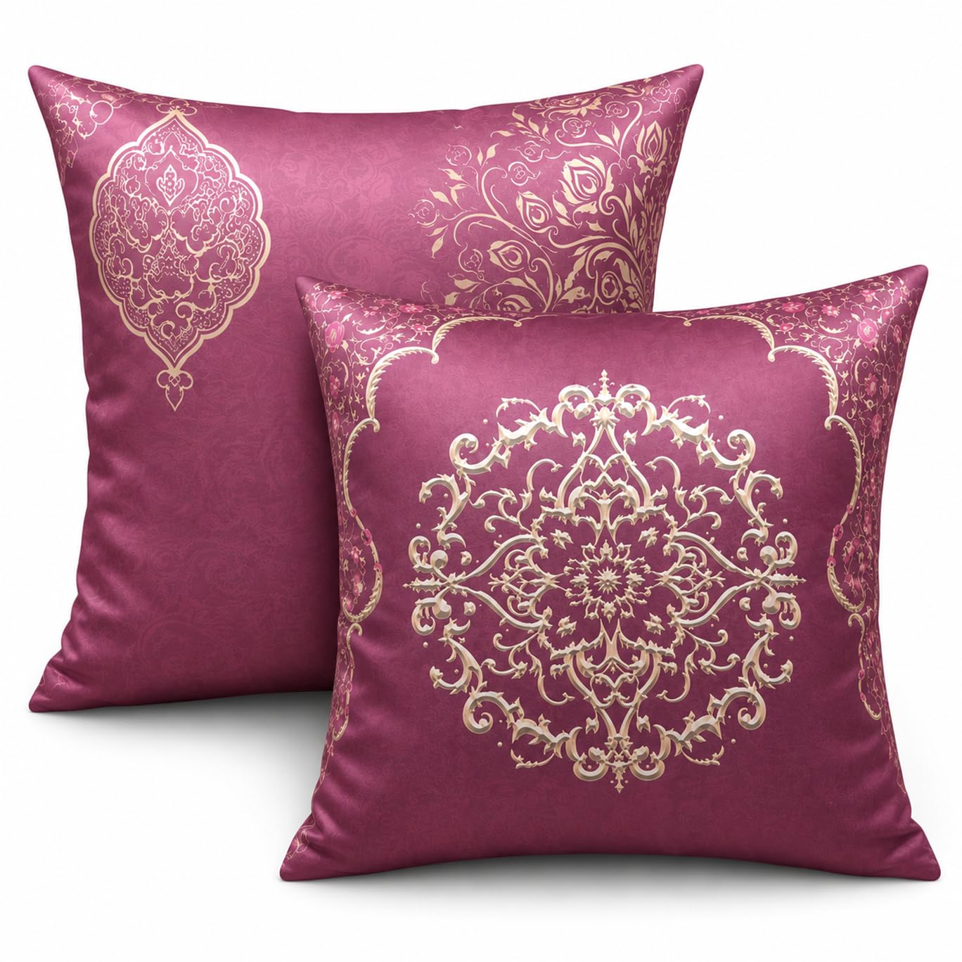 Mandala Print Cushion Cover 16 inch x 16 inch with Invisible Zipper - Premium Stitched Sofa Cushion Cover Set of 2-image-9
