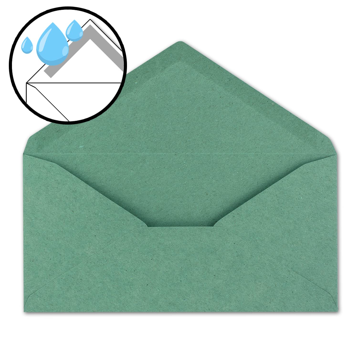 150 x kopert z papieru typu kraft DIN długie - eukaliptusowa zieleń - klejenie na mokro 11 x 22 cm - Koperty z papieru pochodzącego z recyklingu - koperty vintage firmy Neuser Paper