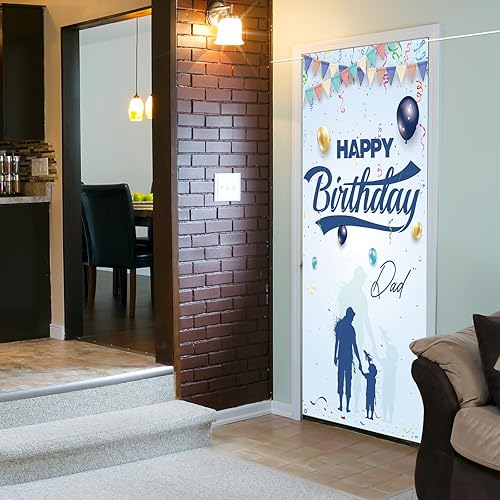 Miniatura 4 de Cartel de feliz cumpleaños para puerta de papá, cubierta de puerta de fiesta de cumpleaños de hombre y padre, porche de puerta de cumpleaños de