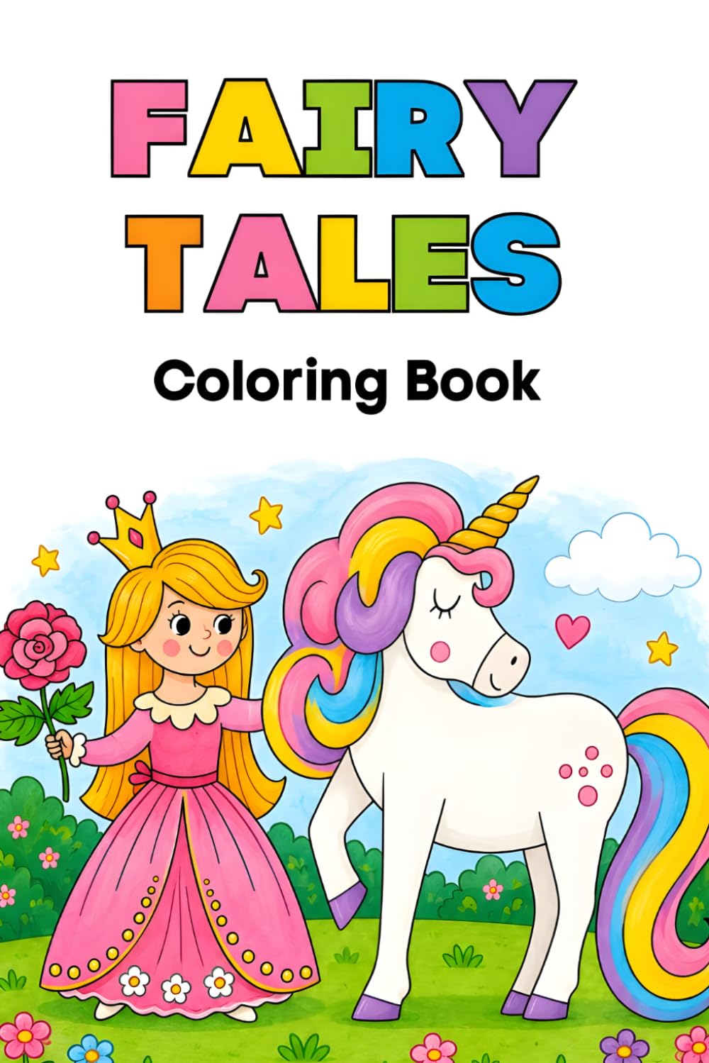 Fairy Tales: Fun Coloring Book for Kids Ages 3-6: Magical Princesses, Castles, Unicorns, Fairies, Dragons & Cute Fantasy Adventures for Toddlers and Preschool Children