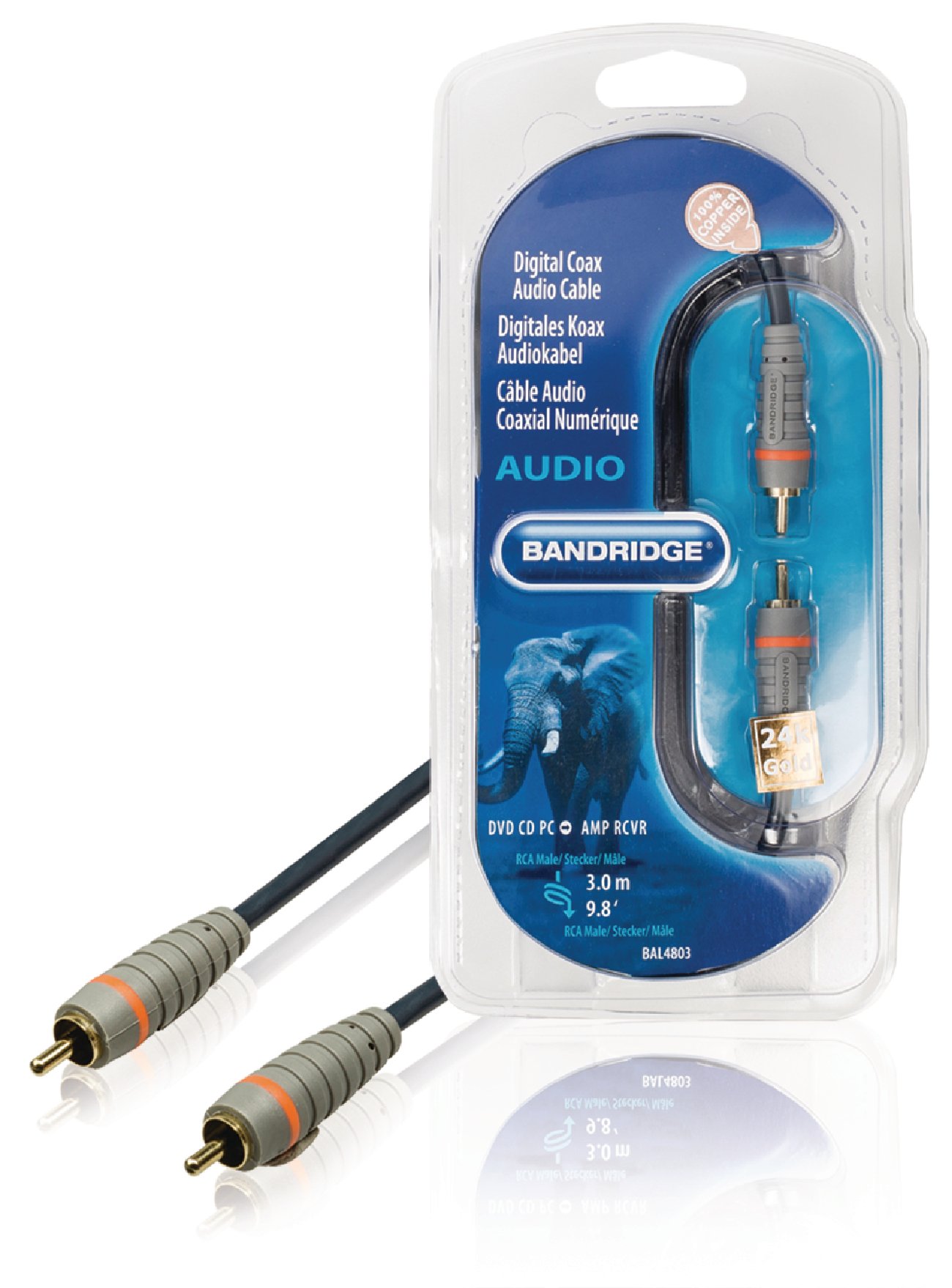 Câble Audio Numérique Coaxial (3,3 Pieds/1 M), plaqué Or Et Tressé Câble De Cais