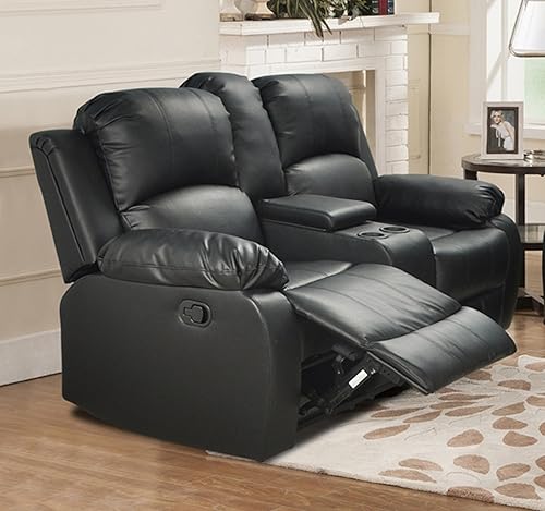 Miniatura 4 de Beverly Fine Funiture - Mesa desplegable de cuero regenerado, 5, 1 negro, juego reclinable de 3 piezas, sofá, sofá biplaza y silla