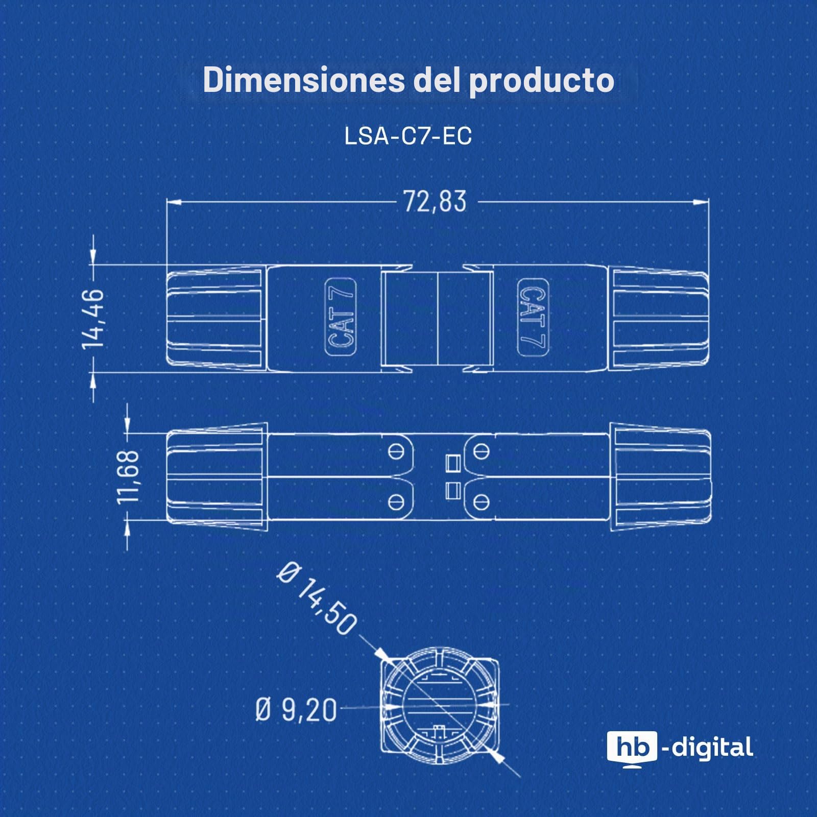hb-digital 10 x Cat.7 LSA Cable de red sin herramientas, conector CAT 7 STP, adaptador de acoplamiento montable en campo, alargador para cable de instalación LAN, cable de instalación Ethernet