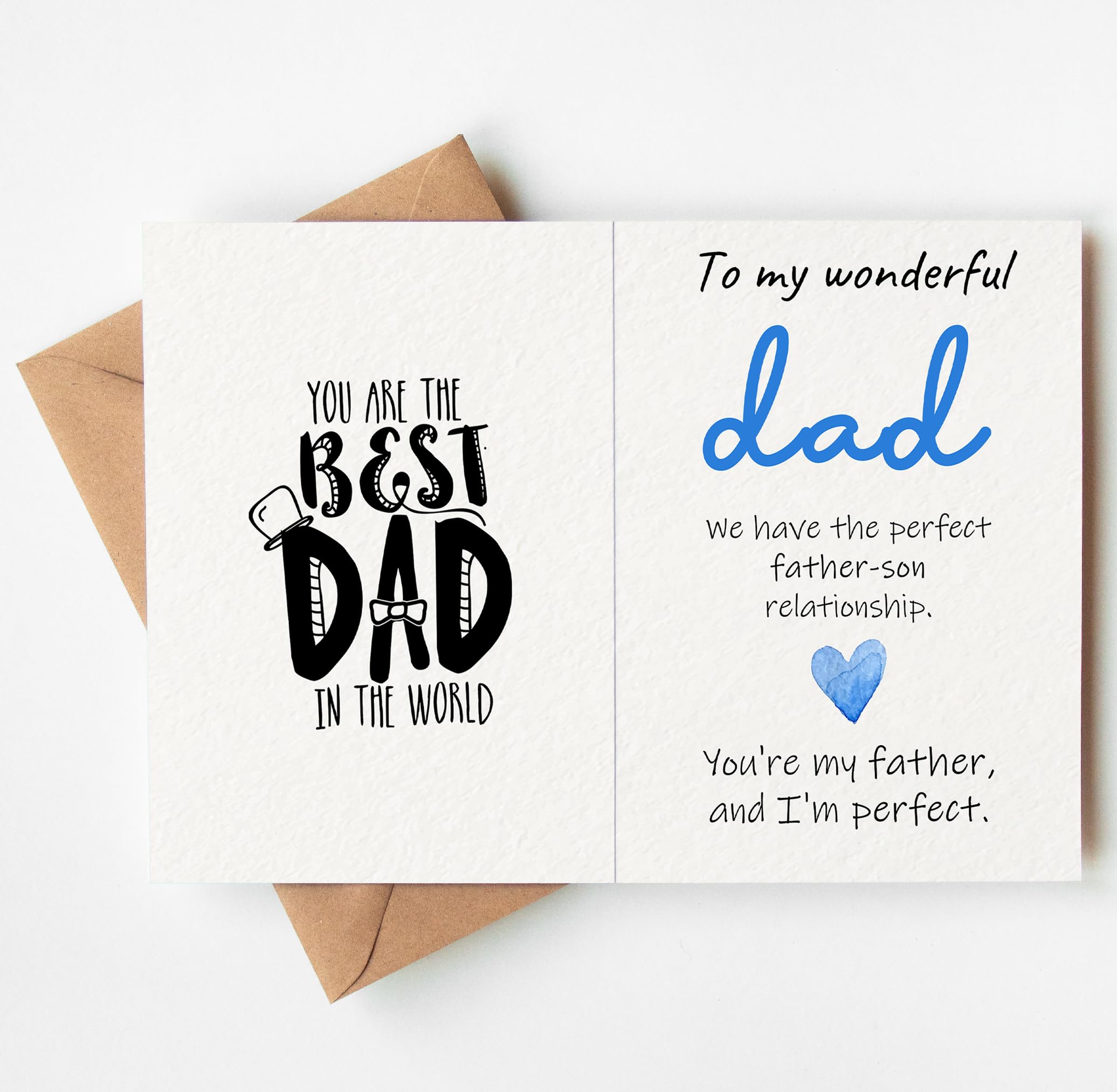 Vatertagskarte Von Sohn – 'To My Wonderful Dad', 12,7x17,8 Cm, Mit Umschlag, Innen Leer Zum Selbstgestalten