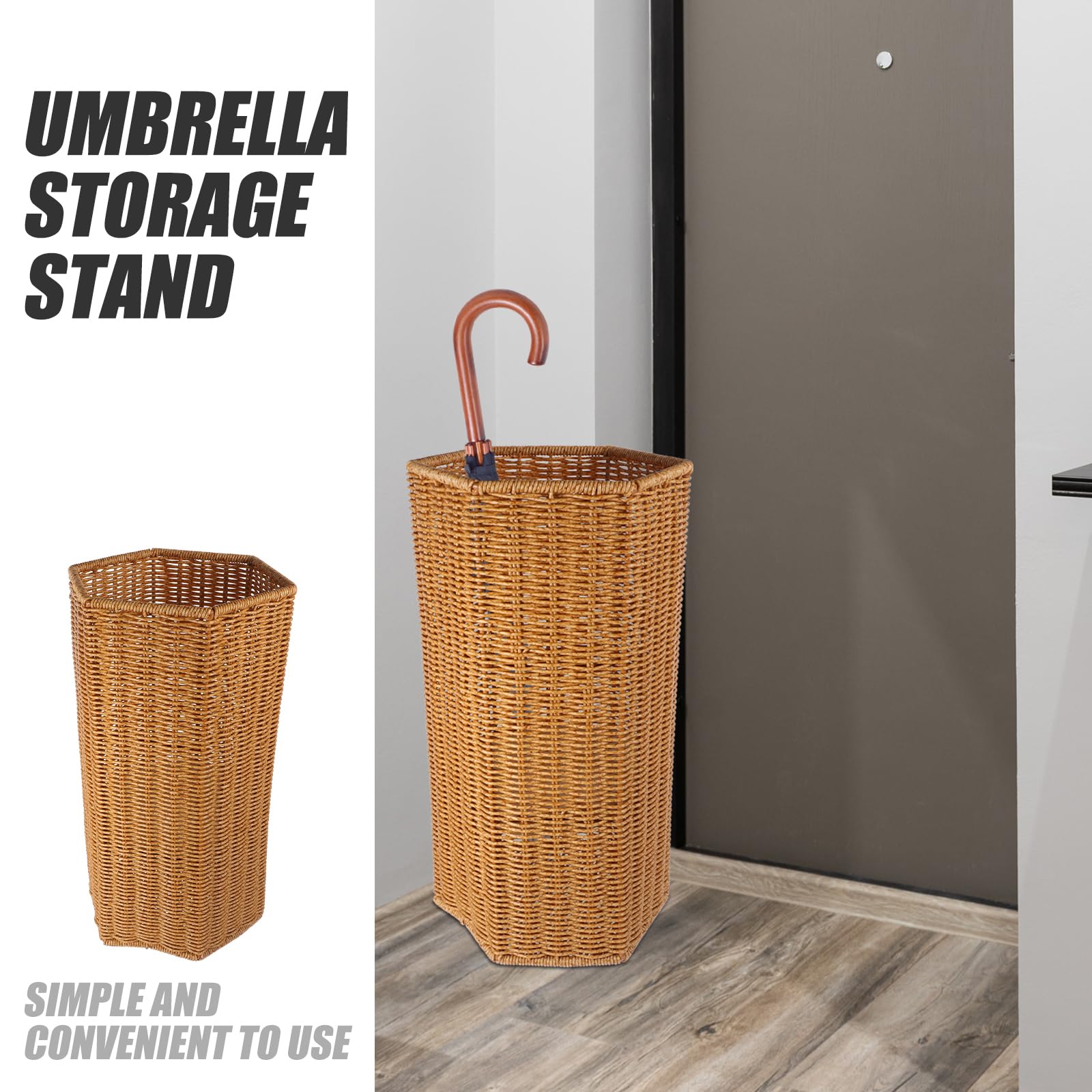 Portaombrelli in Rattan Artificiale 15.55X7.87X7.48In Supporto Ombrello Per Ingresso Casa Ufficio Contenitore Versatile Per Ombrelli Lunghi Pieghevoli E Tappetini Yoga